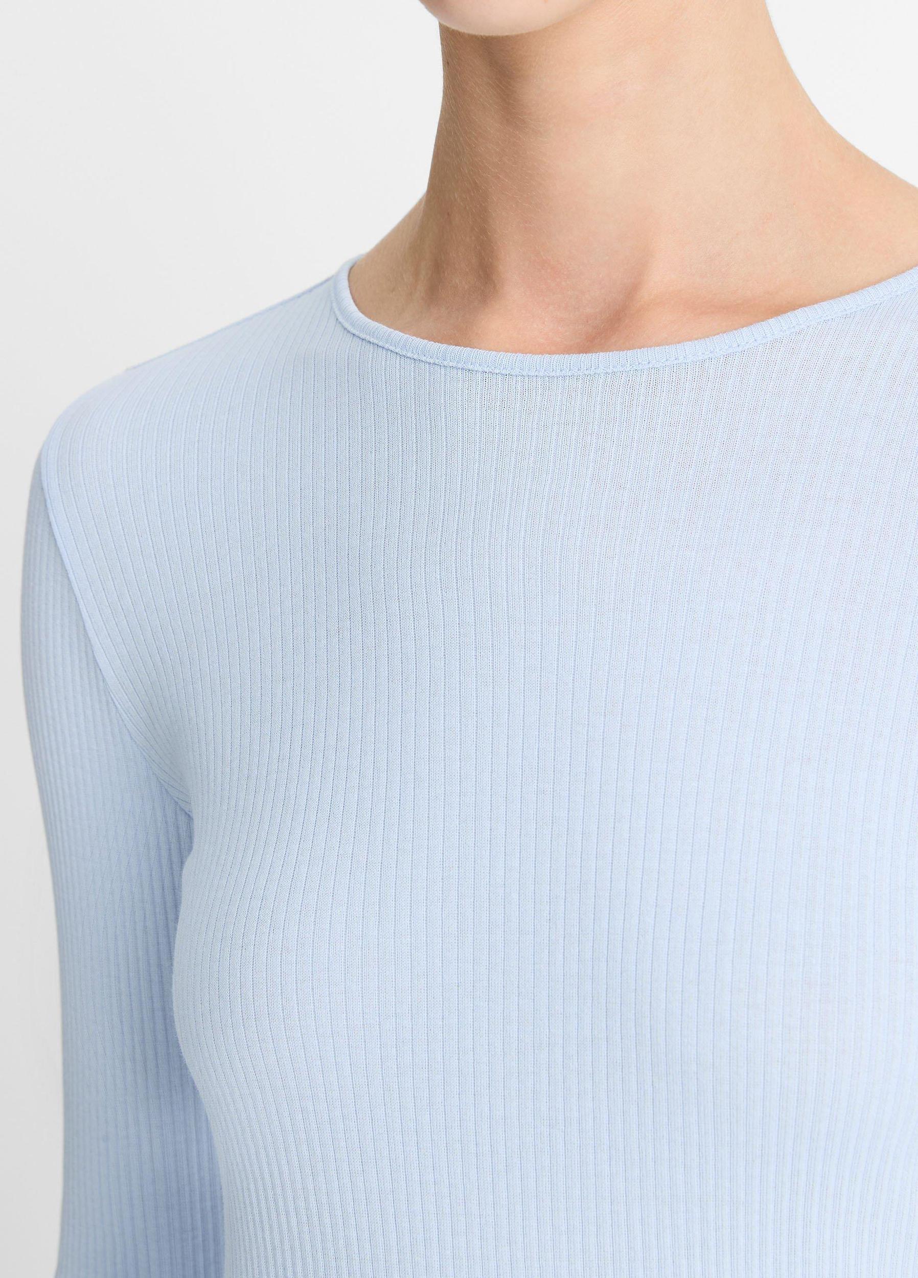 Womens Ribbed Pima Cotton Long-Sleeve T-Shirt, Light Butter, Size M Vince Product Image
