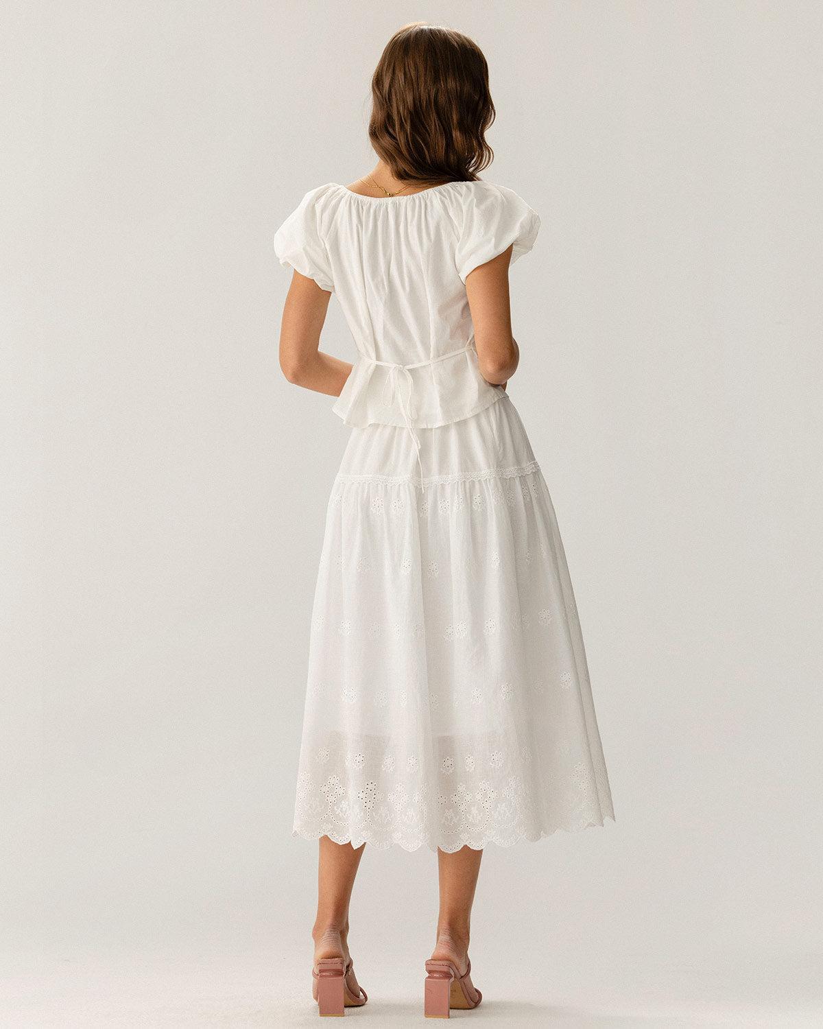White Raglan Sleeve Button Blouse Product Image