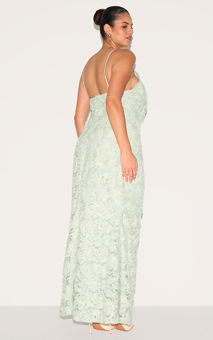 Plus Sage Green Textured Cowl Neck Strappy Maxi Dress Product Image