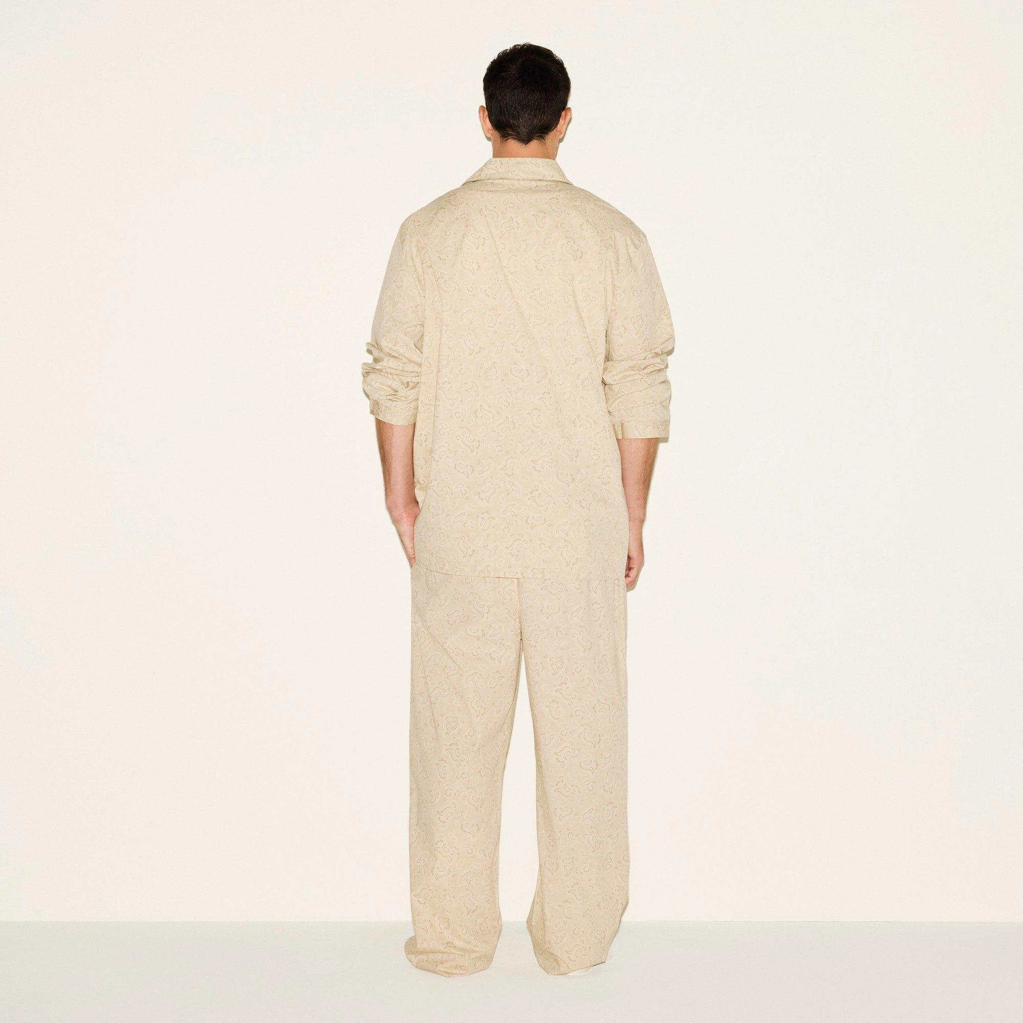COTTON POPLIN MENS LONG SLEEP SET | TAN PAISLEY PRINT Product Image