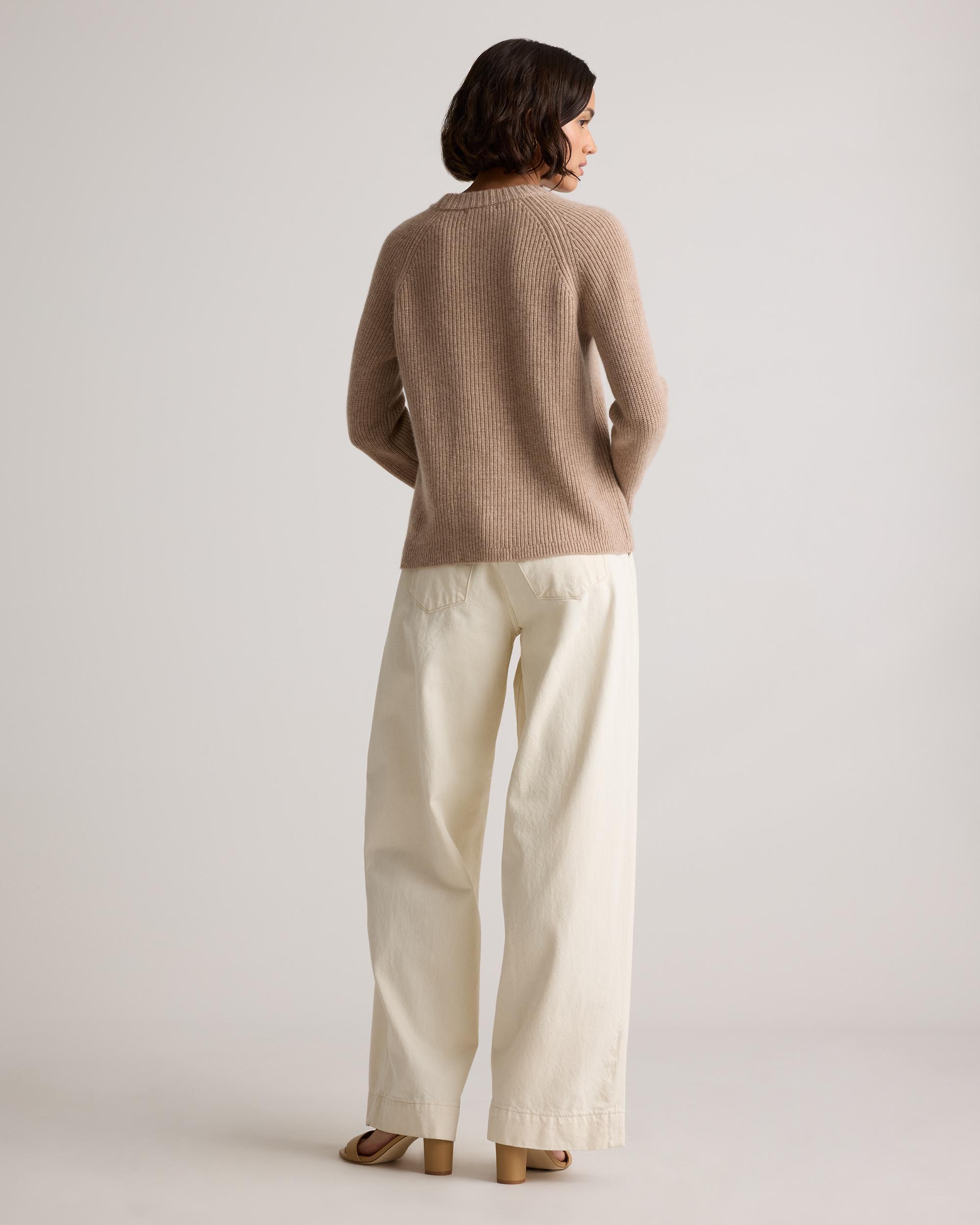 Quince | Women's Mongolian Cashmere Fisherman Crewneck knit Sweater Size XL Product Image