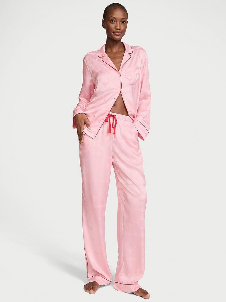 Glazed Satin Long Pajama Set Product Image