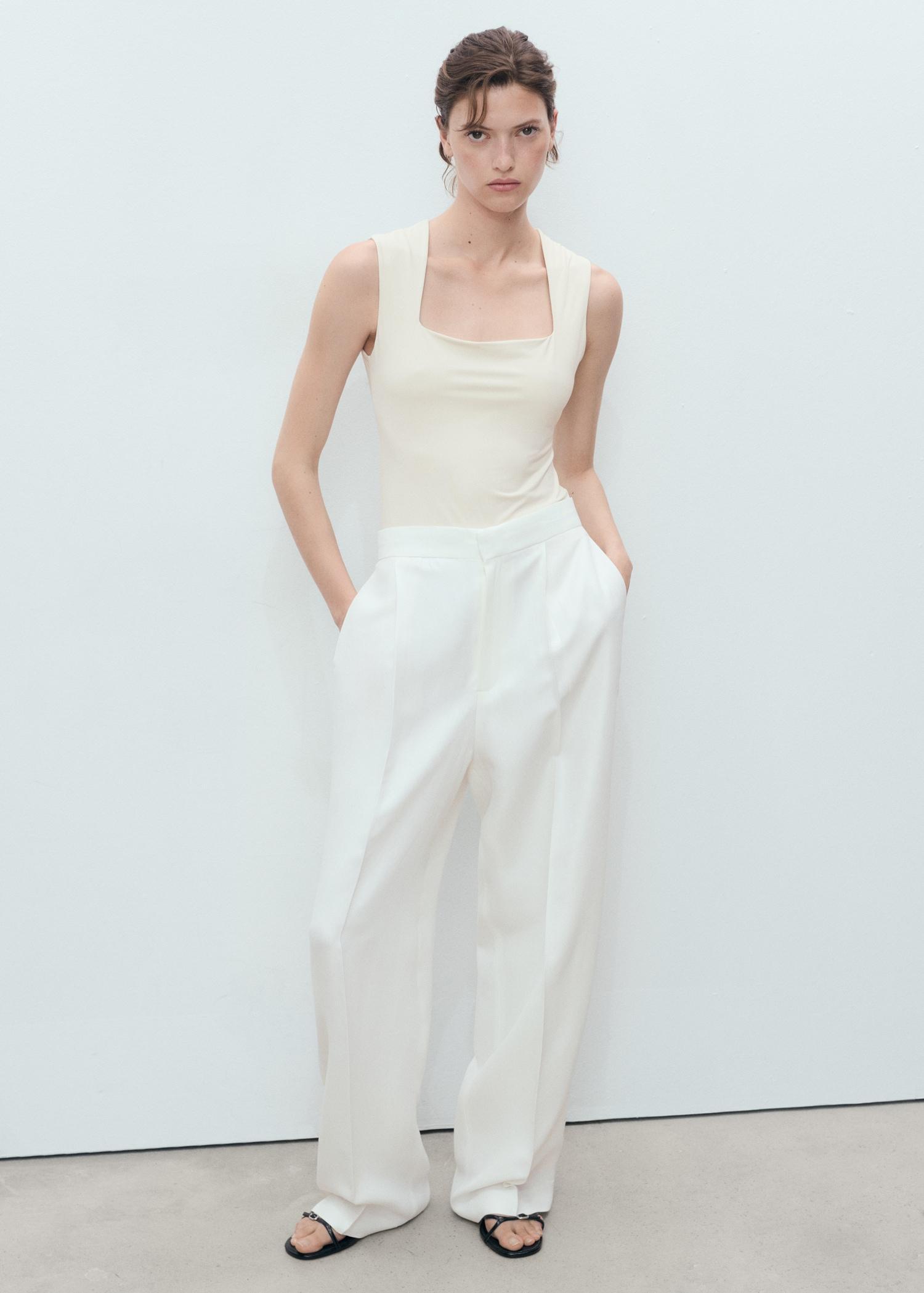 Fitted top with wide straps - Women | MANGO USA Product Image
