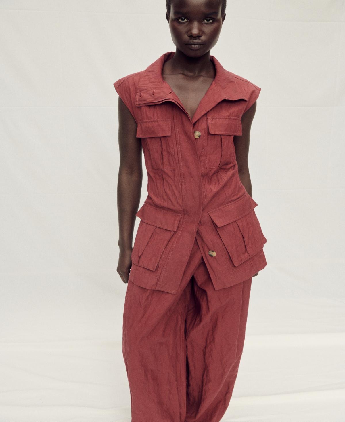 Wide-leg suit trousers with a creased effect - Women | MANGO USA Product Image