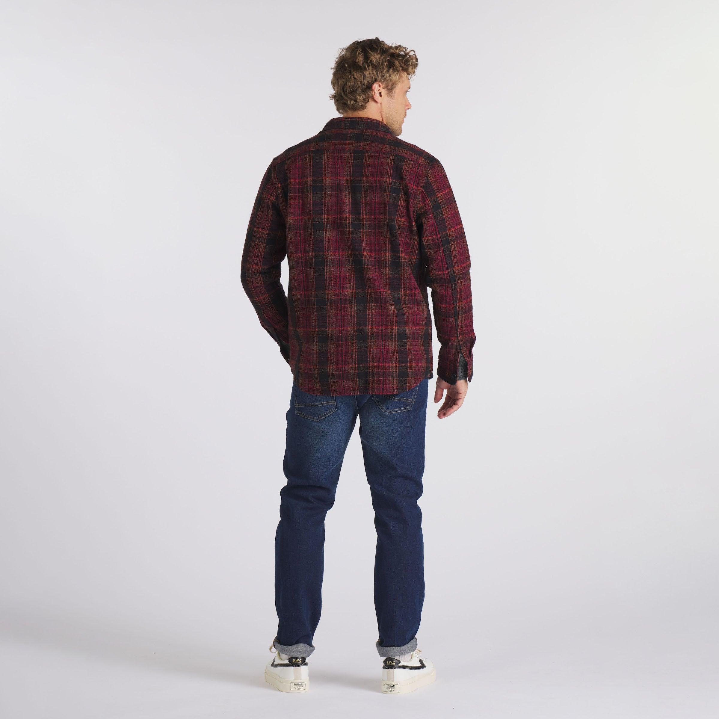 Heavy Casement Flannel Shirt - Black Burgundy Orange (Final Sale)* Product Image
