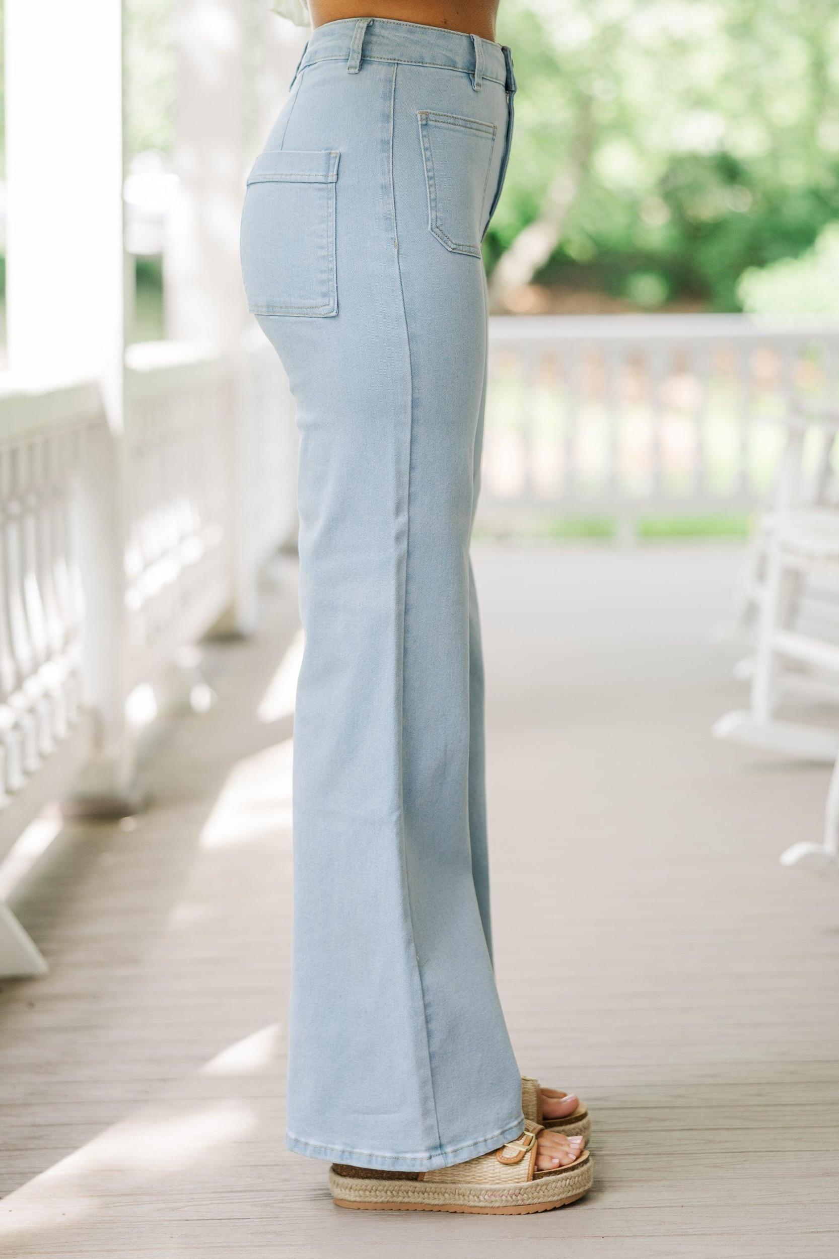 Let's Connect Light Wash Wide Leg Jeans Female Product Image