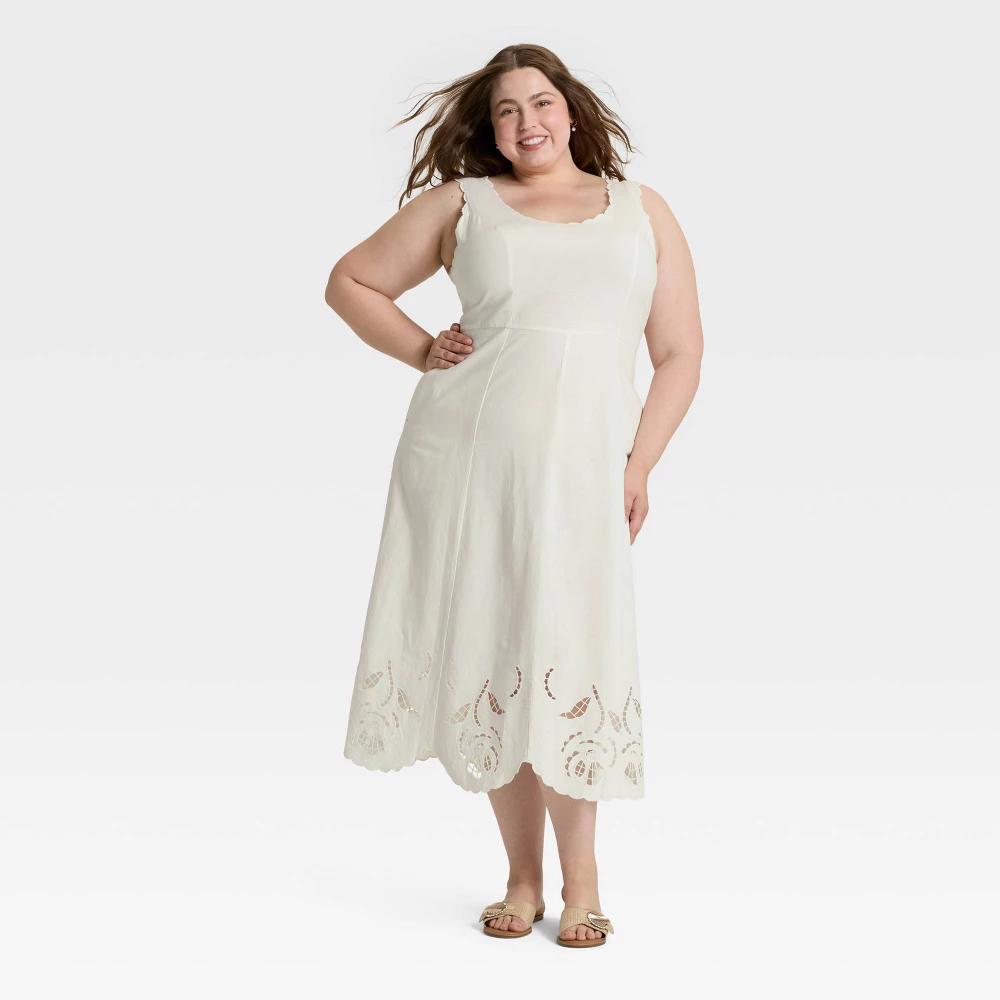 Women's Midi A-Line Dress - Universal Thread™ Cream Product Image