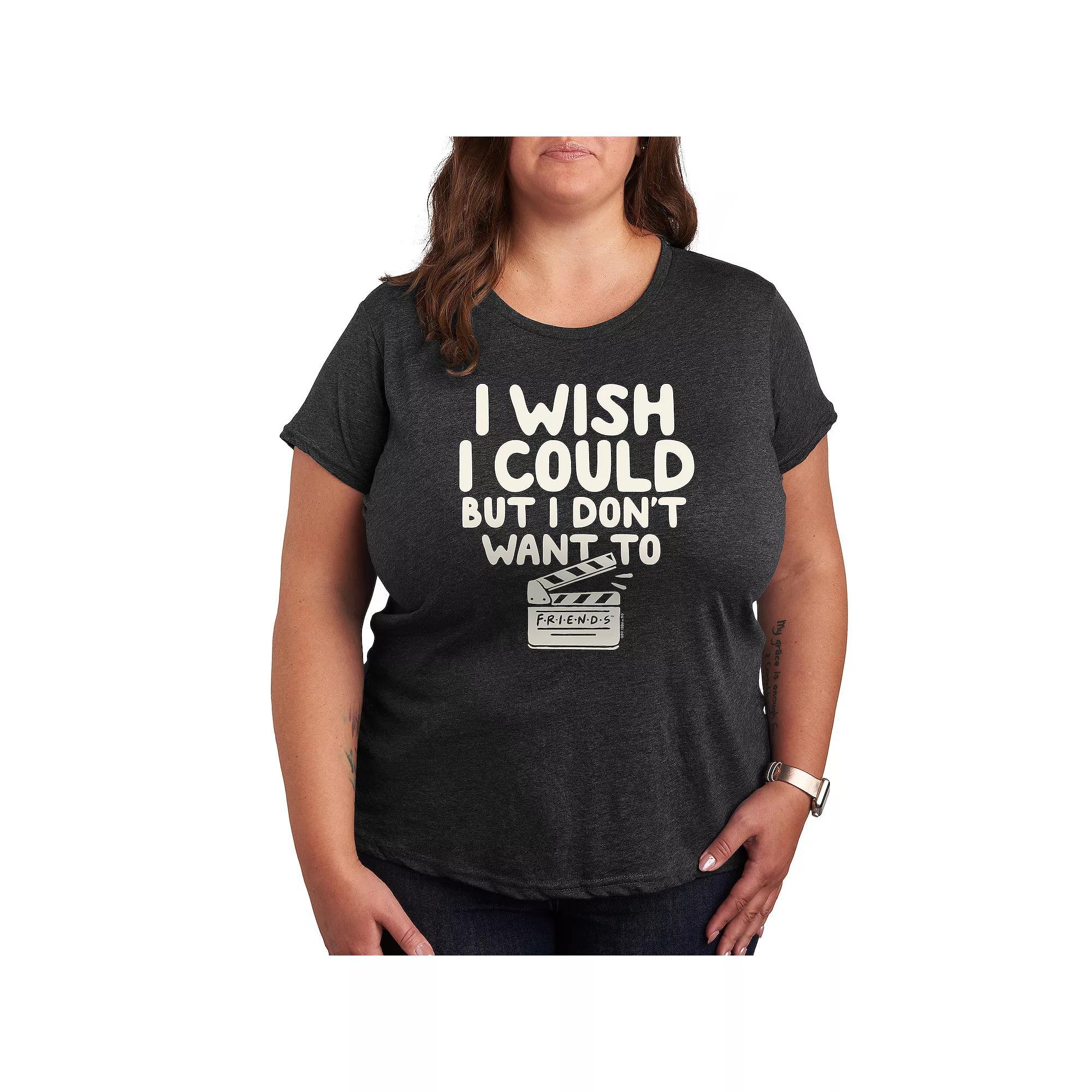 Plus Friends I Wish I Could Graphic Tee, Womens Heather Grey Product Image
