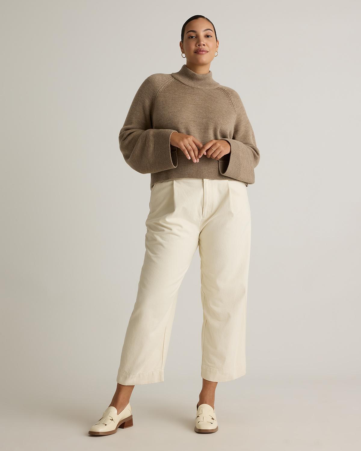 Quince | Women's Australian Merino Wool Cropped Mock Neck Sweater Size XL Product Image