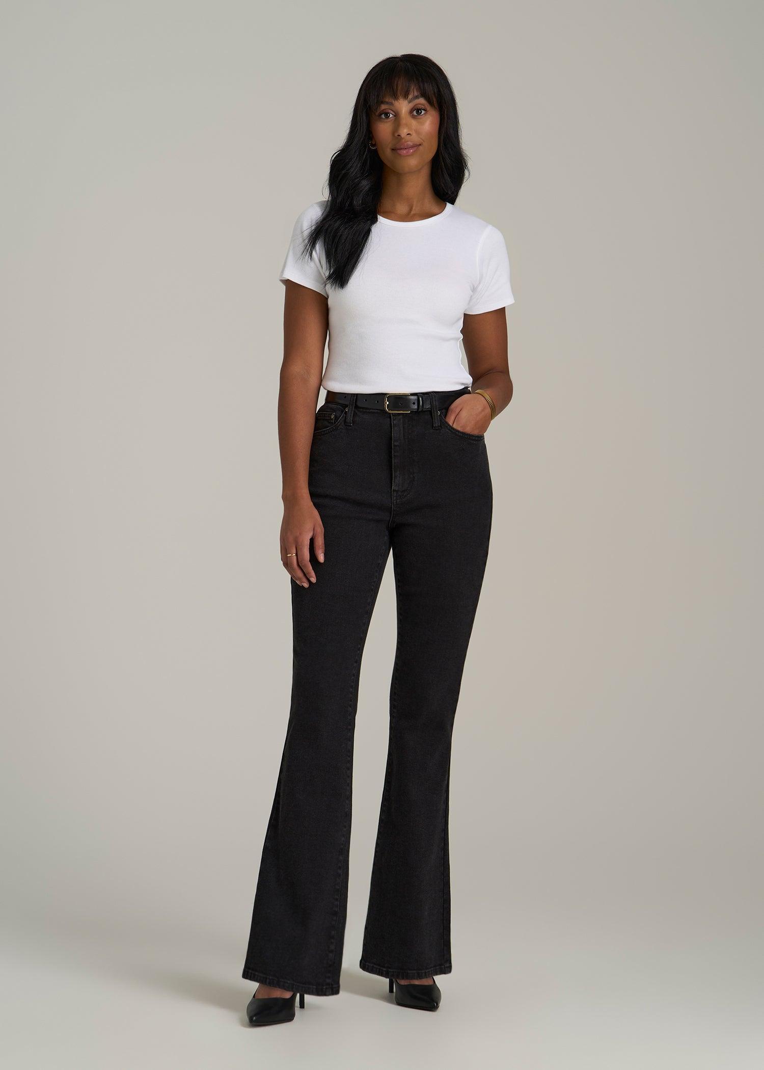 Chloe High Rise Flare Jeans for Tall Women in Onyx Black Wash Product Image