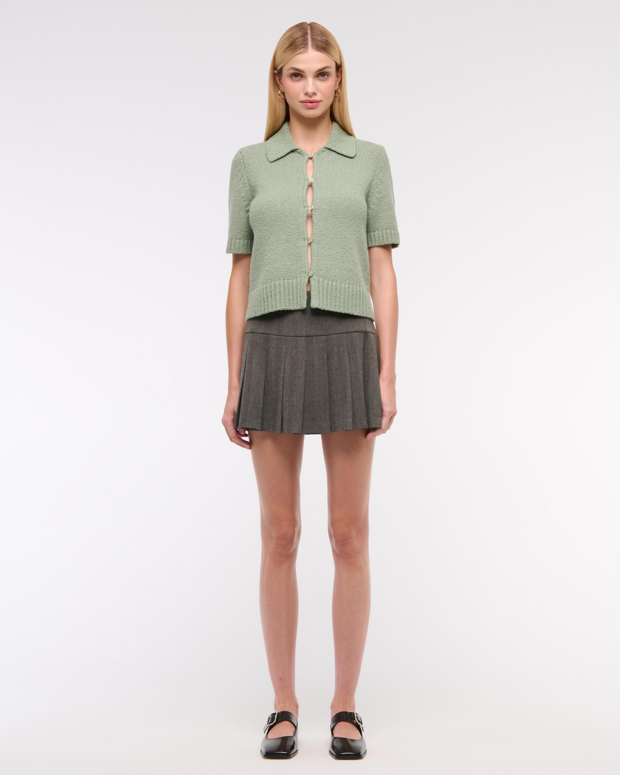 Short-Sleeve Collared Cardigan Product Image