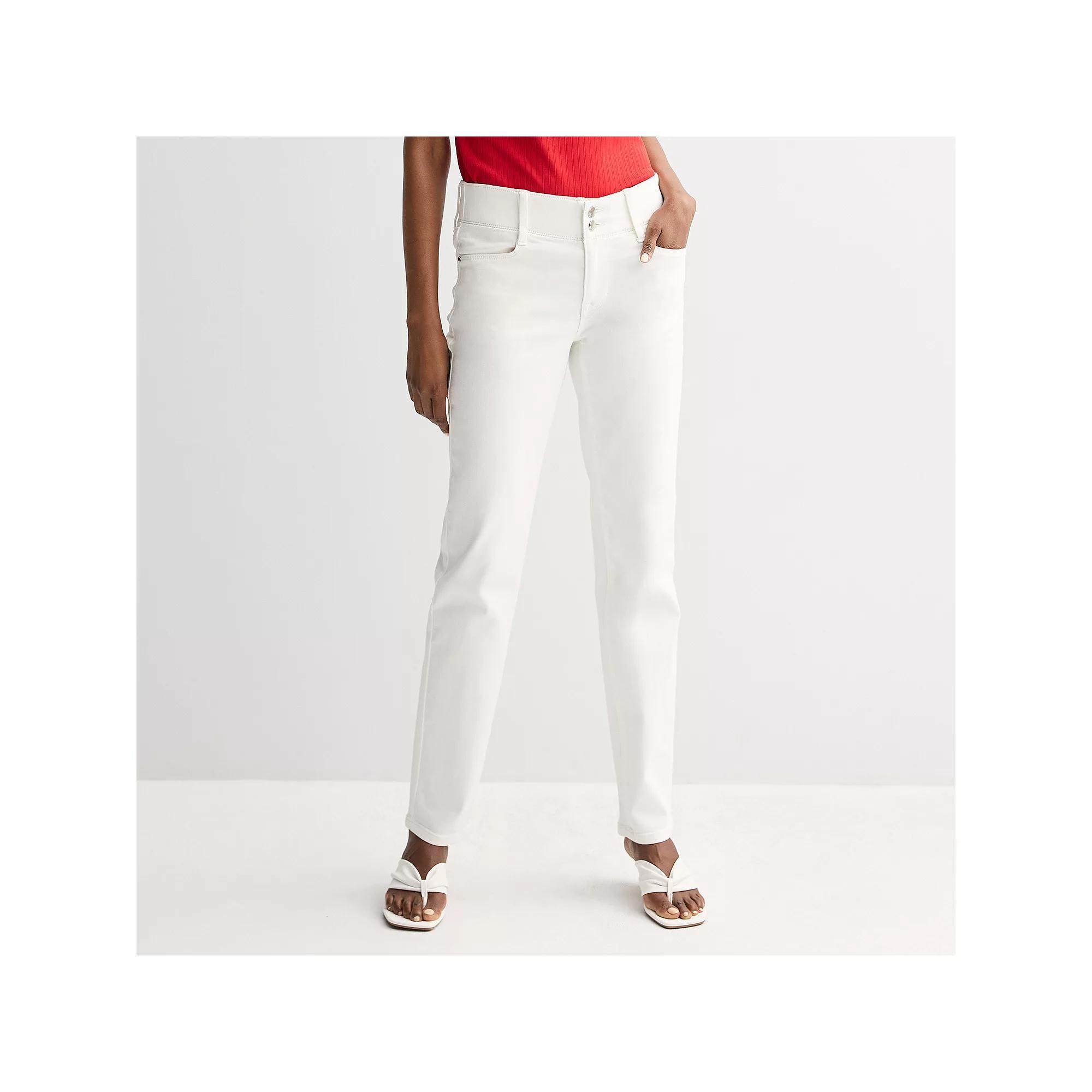 Women's Nine West Tummy-Control Slim Straight Jeans, Size: 12, White Knight Product Image