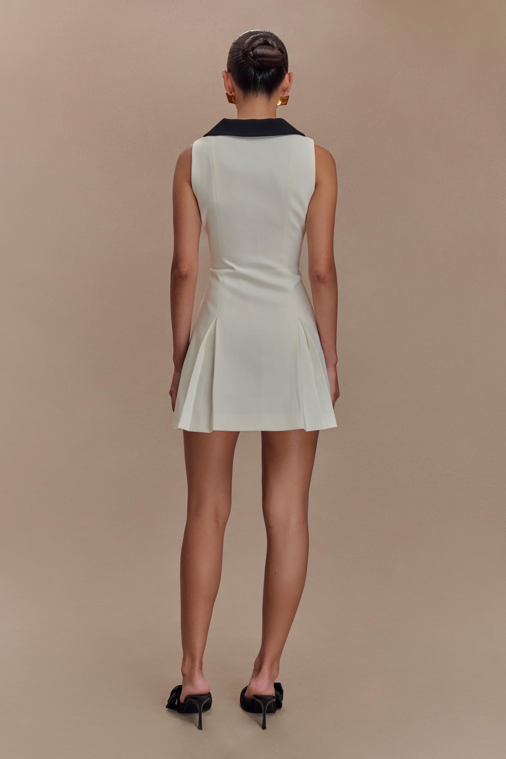 Oli Sleeveless Contrast Mini Dress - Ivory/Black Product Image