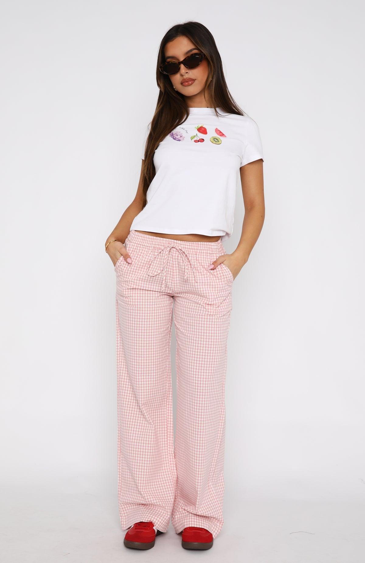 Running To You Pants Pink Gingham Product Image