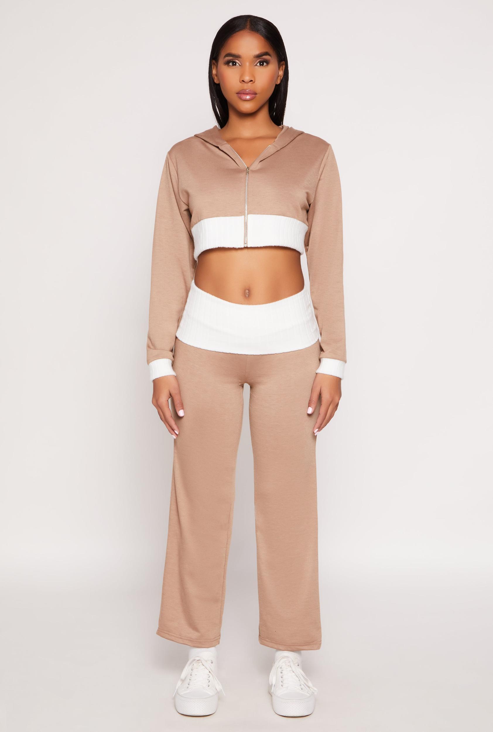 Womens Two Tone Waistband High Waist Sweatpants Product Image