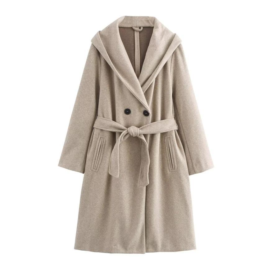 Plain Double-Breasted Coat Product Image