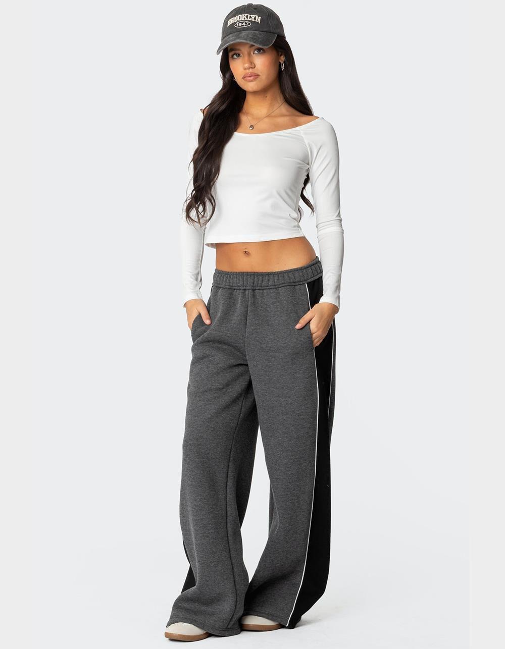EDIKTED Contrast Panel Sweatpants Product Image