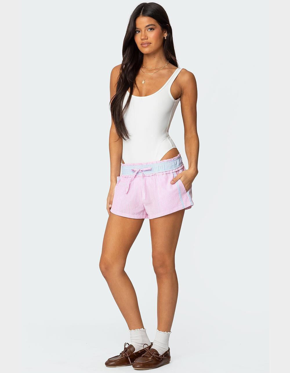 EDIKTED Baylee Contrast Striped Shorts Product Image