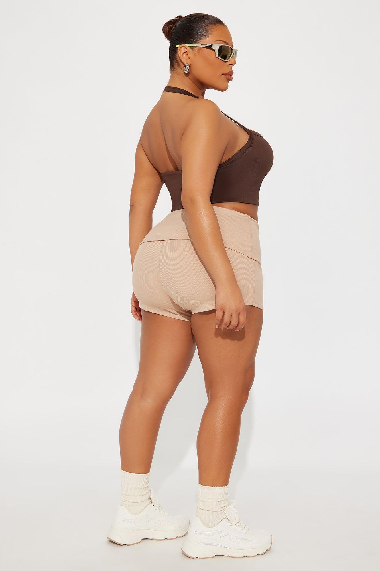 Contour Double Lined Cropped Halter Top - Chocolate Female Product Image