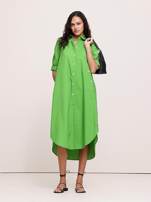 Poplin Asymmetrical Shirt Dress Product Image