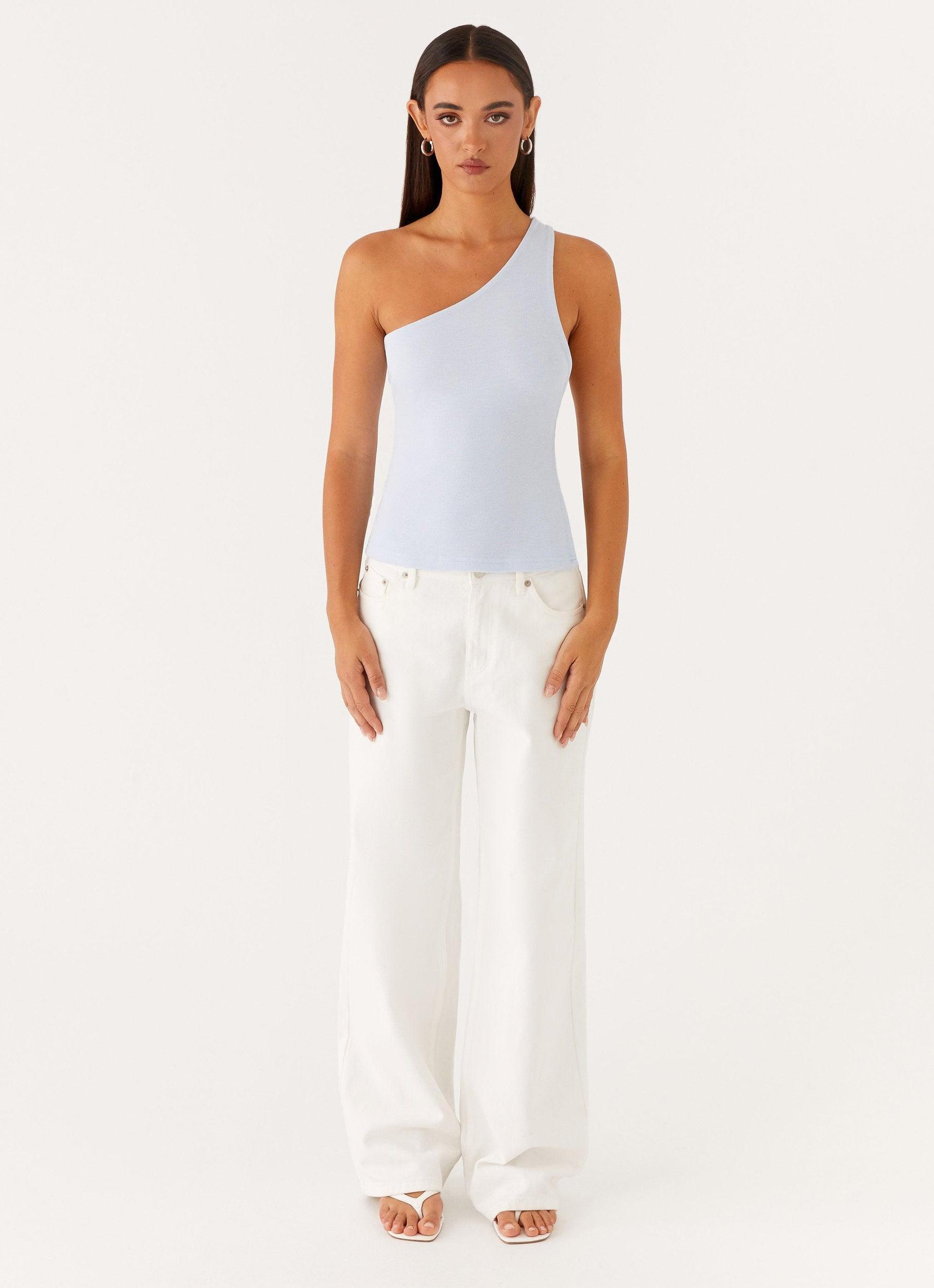 Safiya One Shoulder Top - Blue Product Image