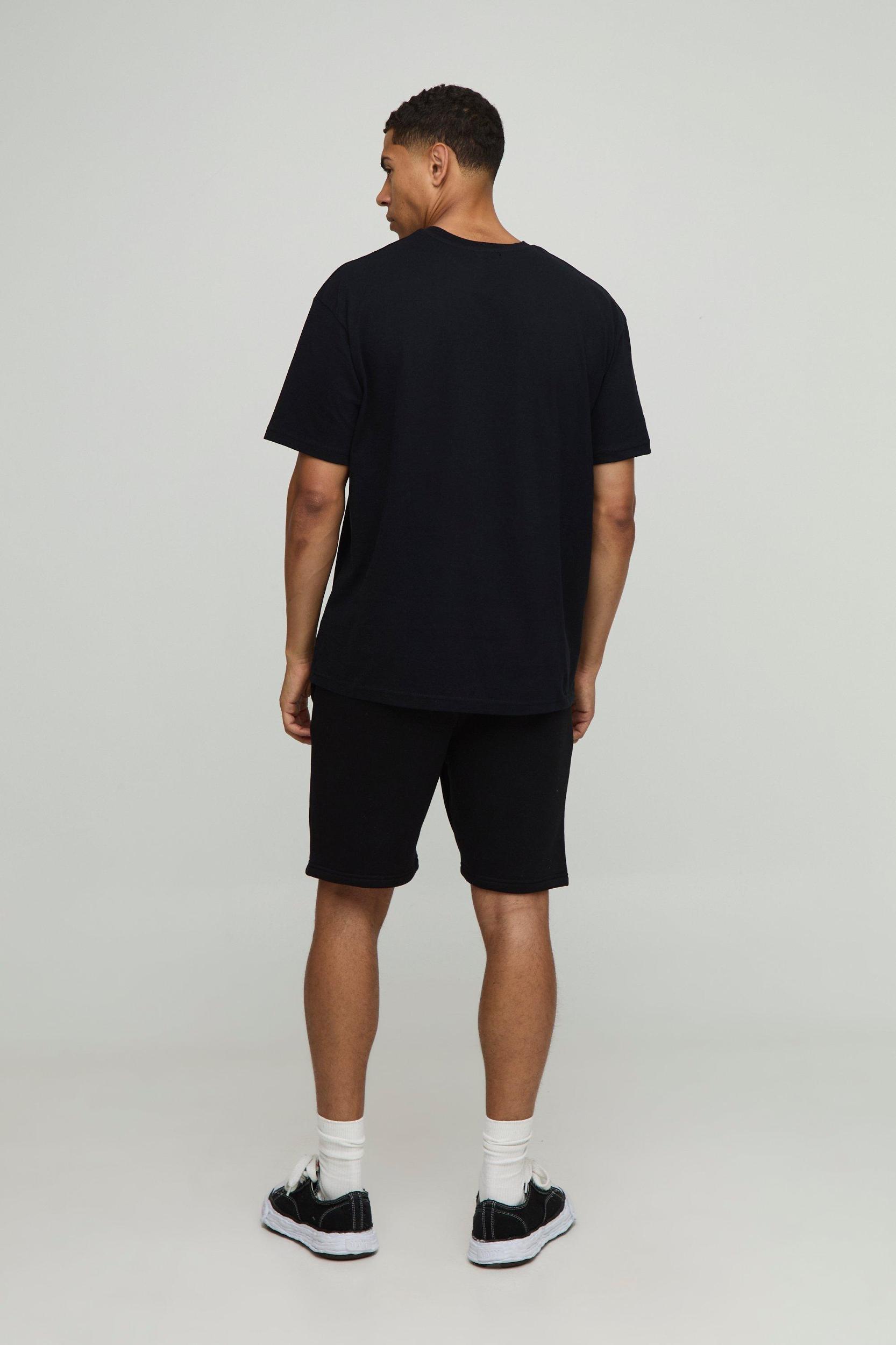 Oversized Cross Applique T-Shirt & Short Set | boohooMAN USA Product Image