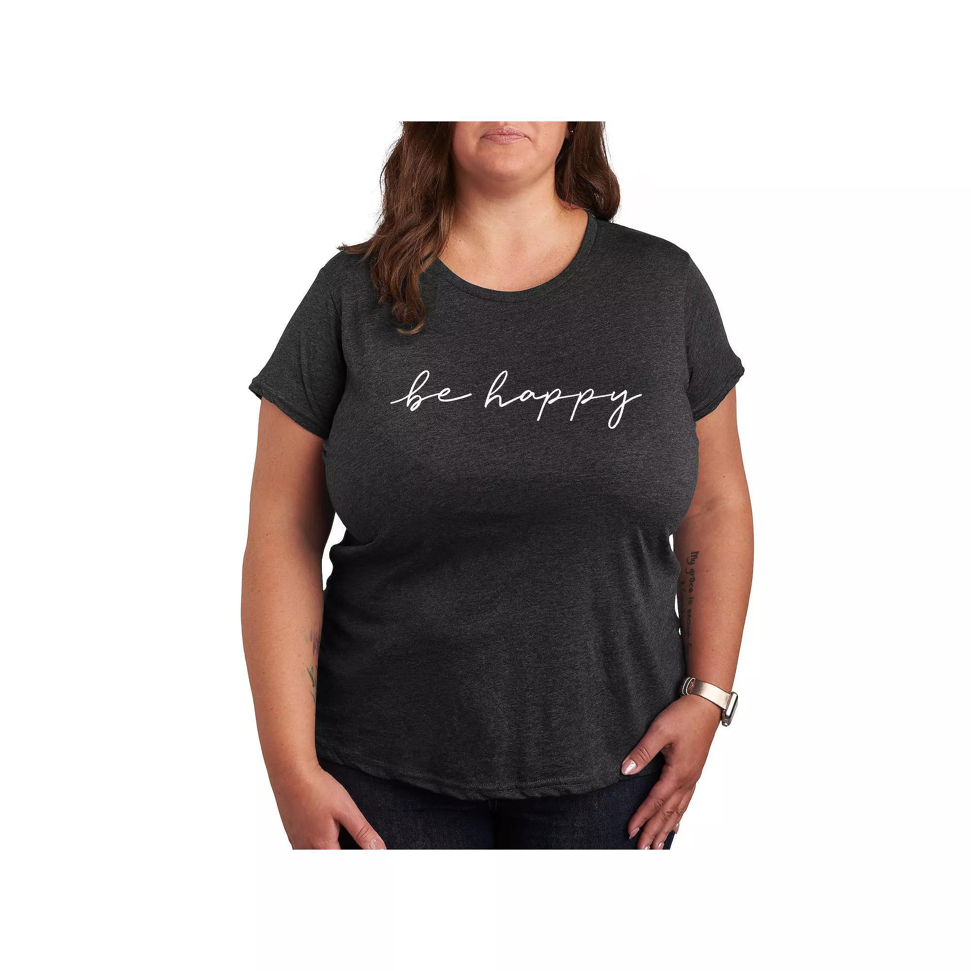 Plus Stars Moon Sun Graphic Tee, Womens Heather Grey Product Image