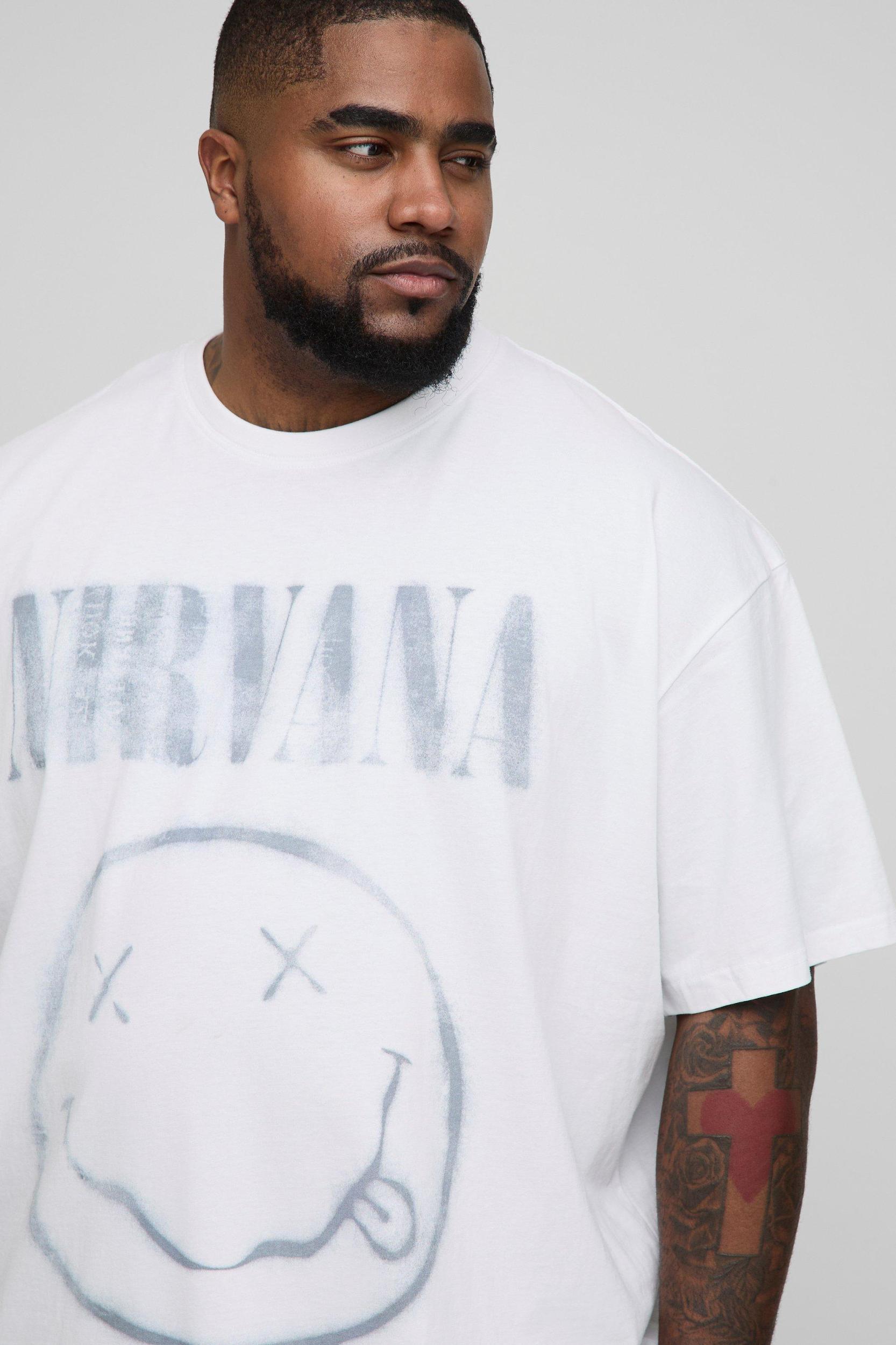 Plus Oversized Nirvana License Print T-Shirt | boohooMAN USA Product Image