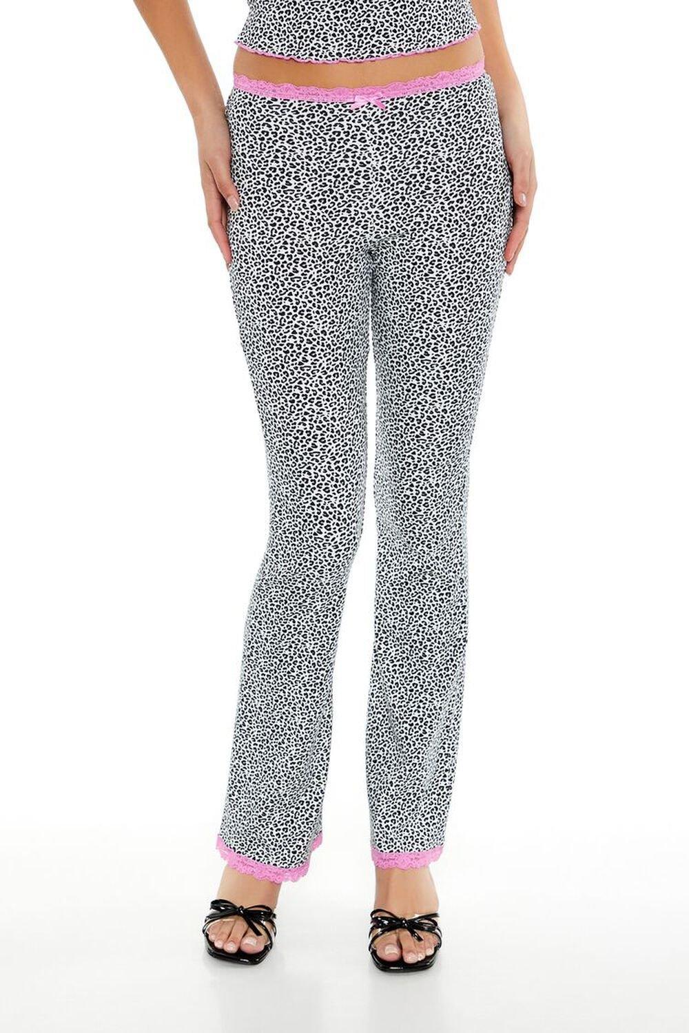 Lace-Trim Leopard Flare Leggings | Forever 21 Product Image