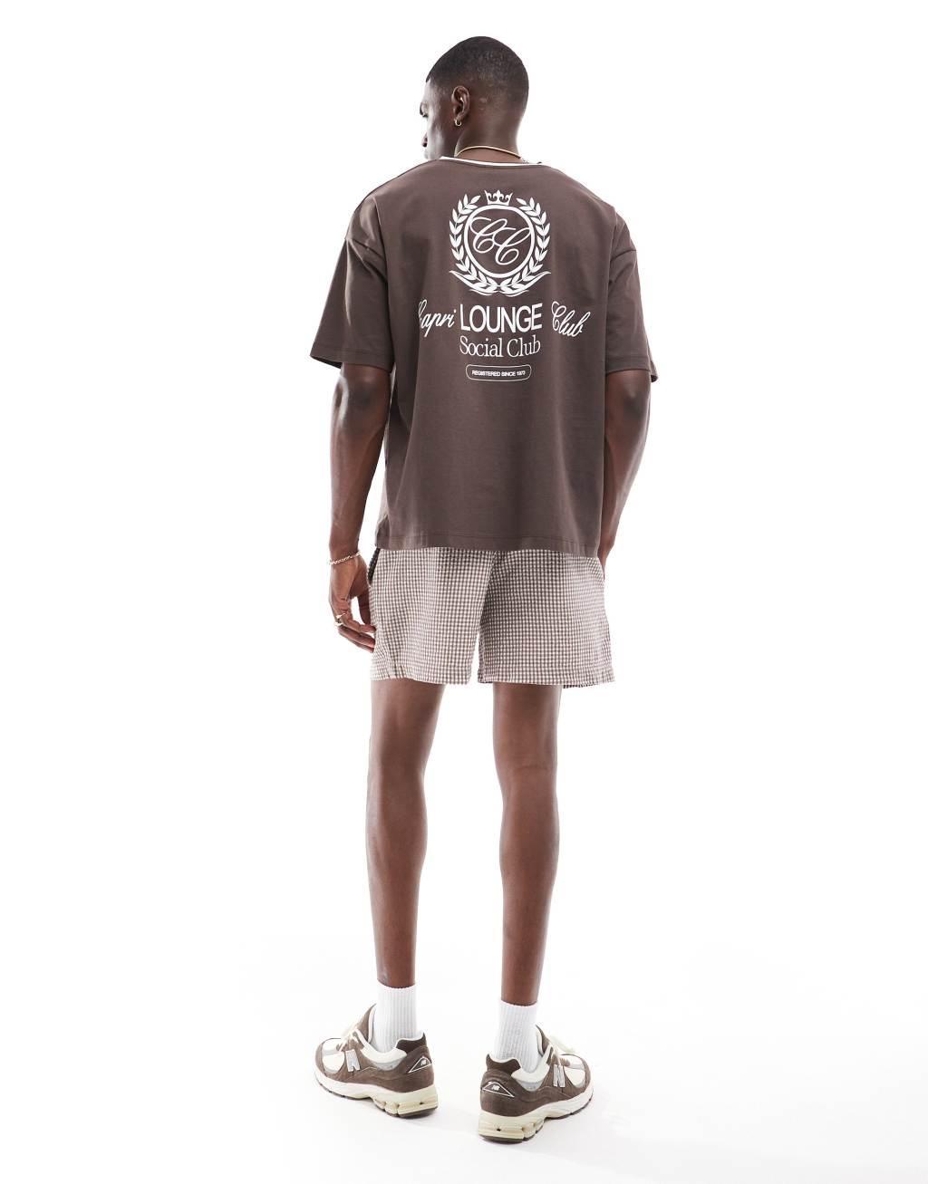 ASOS DESIGN oversized T-shirt with back print in brown Product Image