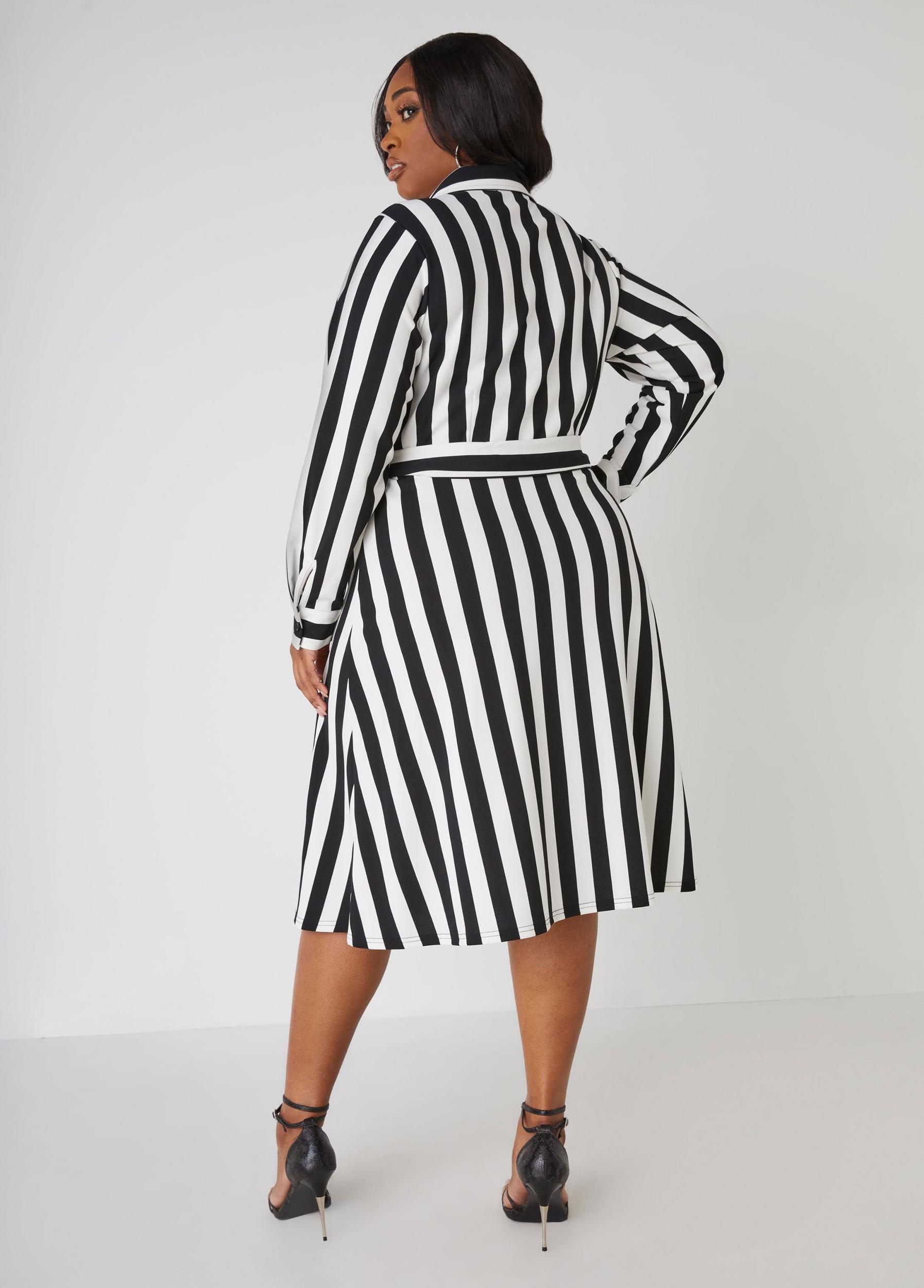 Plus Size Striped A Line Shirtdress Ashley Stewart Product Image