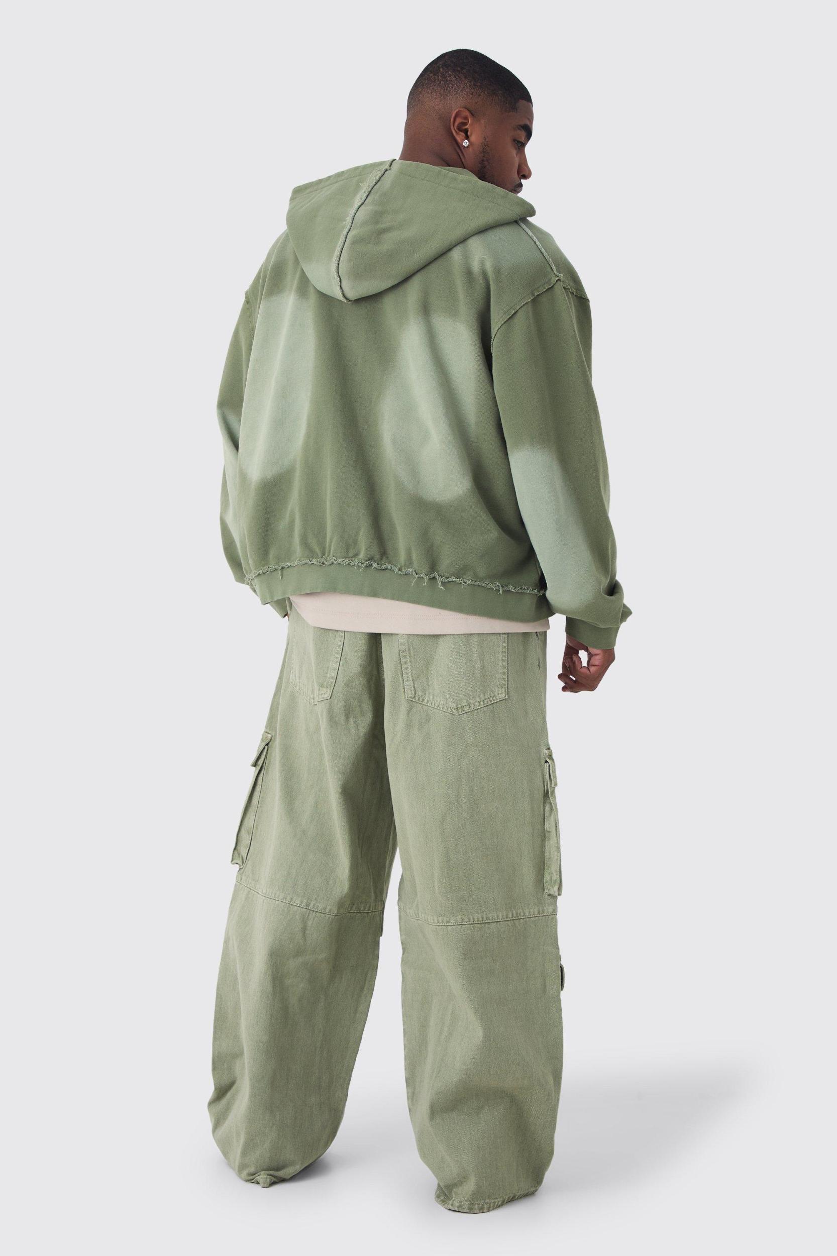 Plus Baggy Fit Washed Multi Pocket Cargo Jeans | boohooMAN USA Product Image