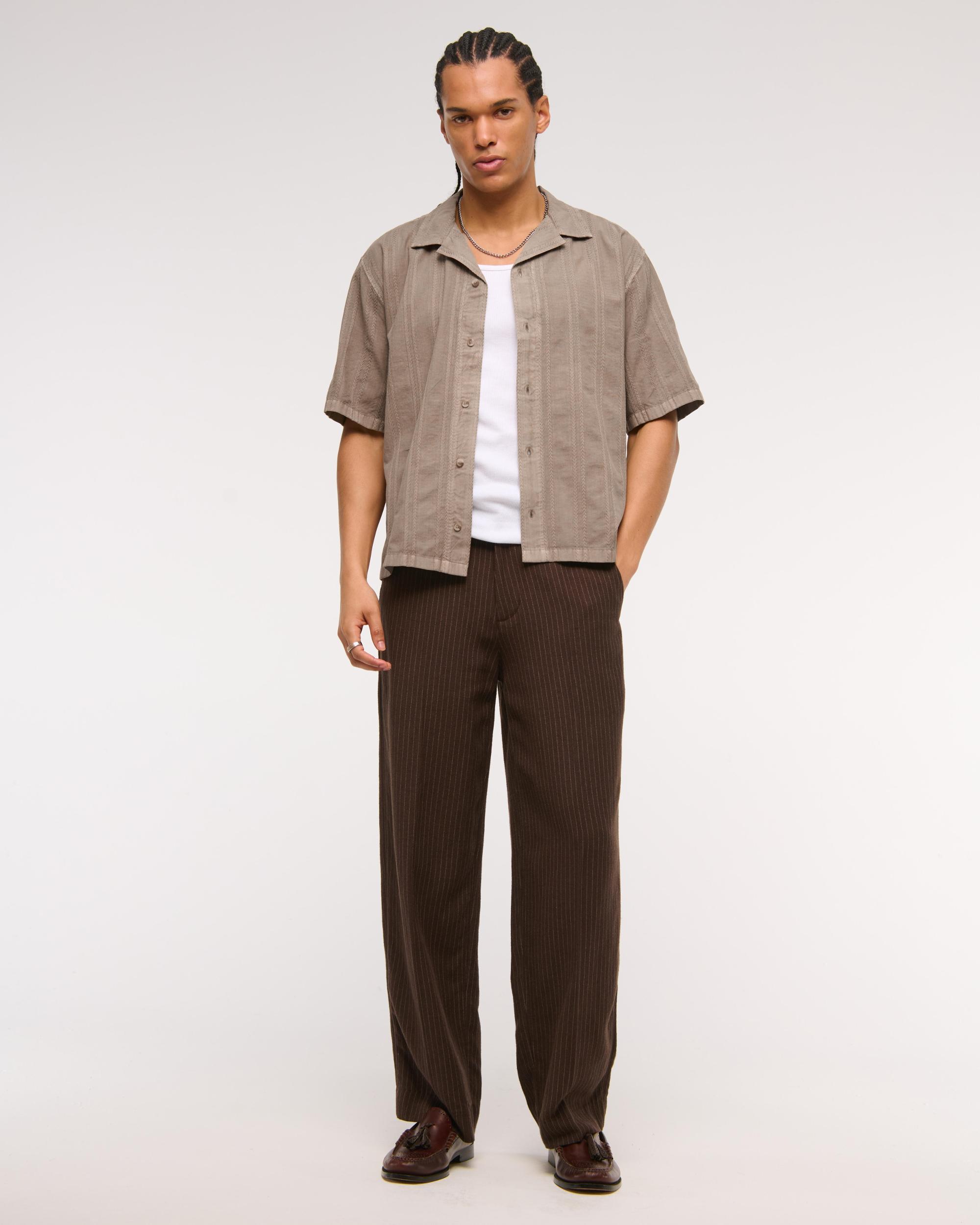 Camp Collar Braided Button-Up Shirt Product Image