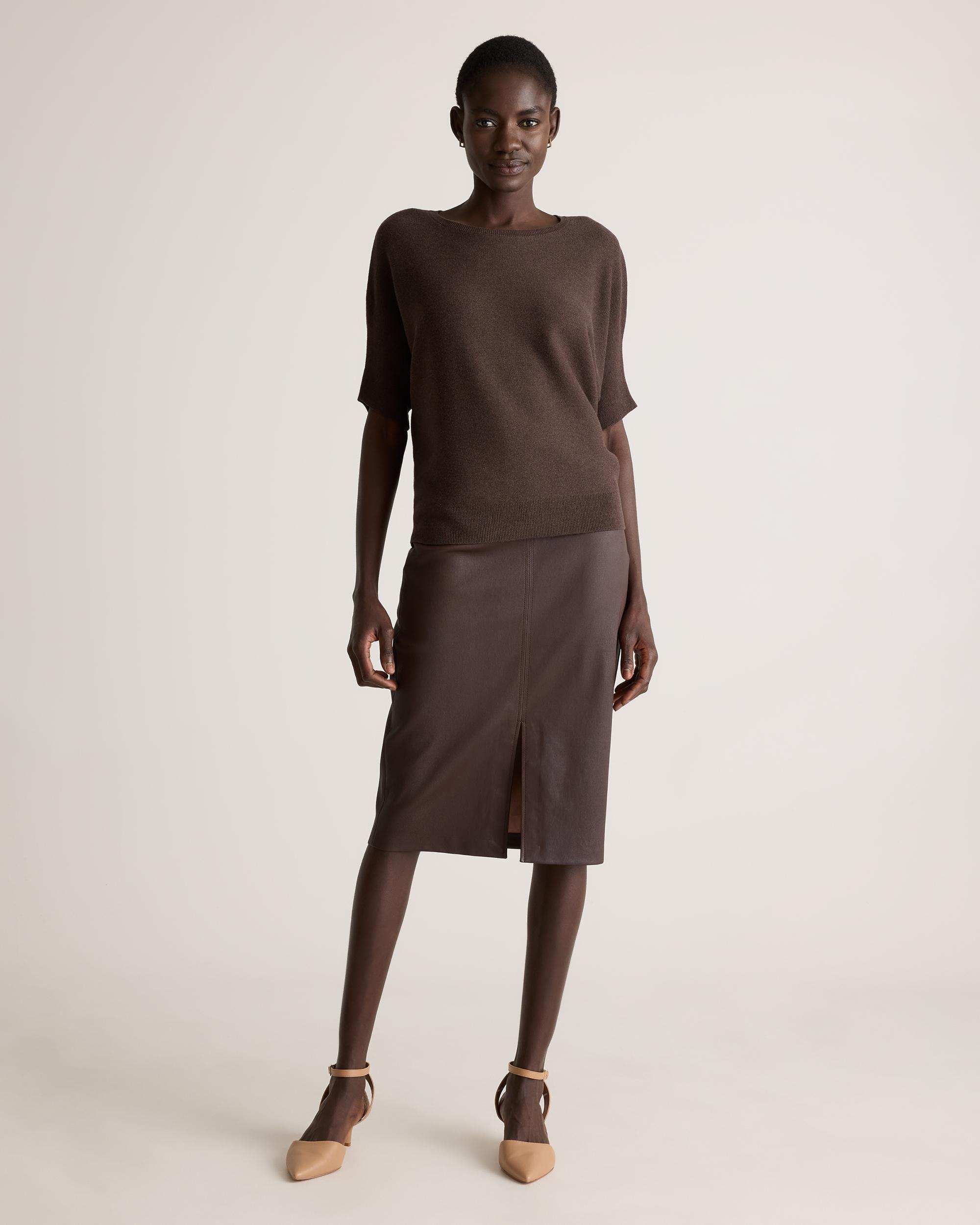 Quince | Women's Lightweight Cotton Cashmere Link-Stitch Dolman Sweater Size XL Product Image