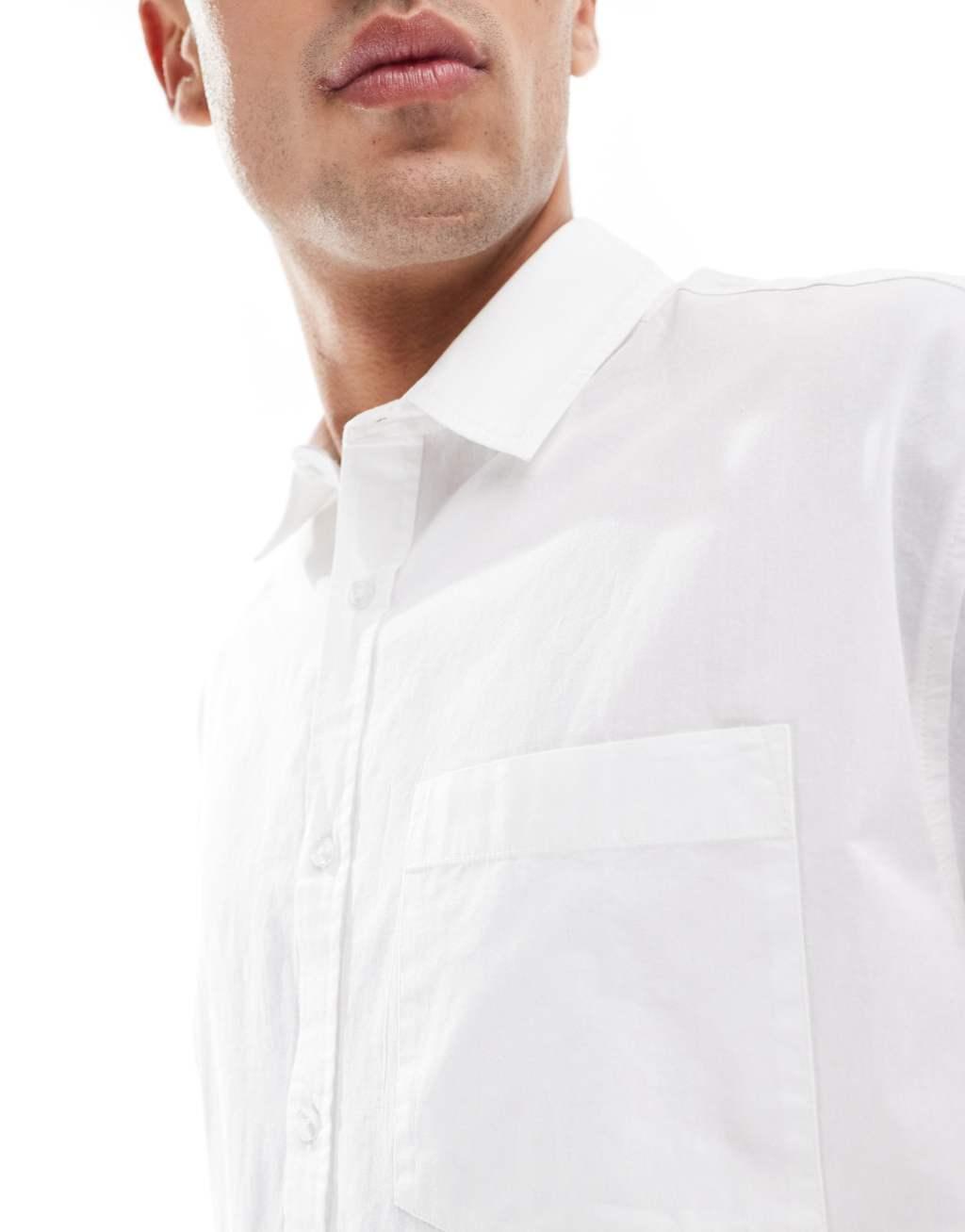 ASOS DESIGN boxy oversized poplin shirt in white Product Image