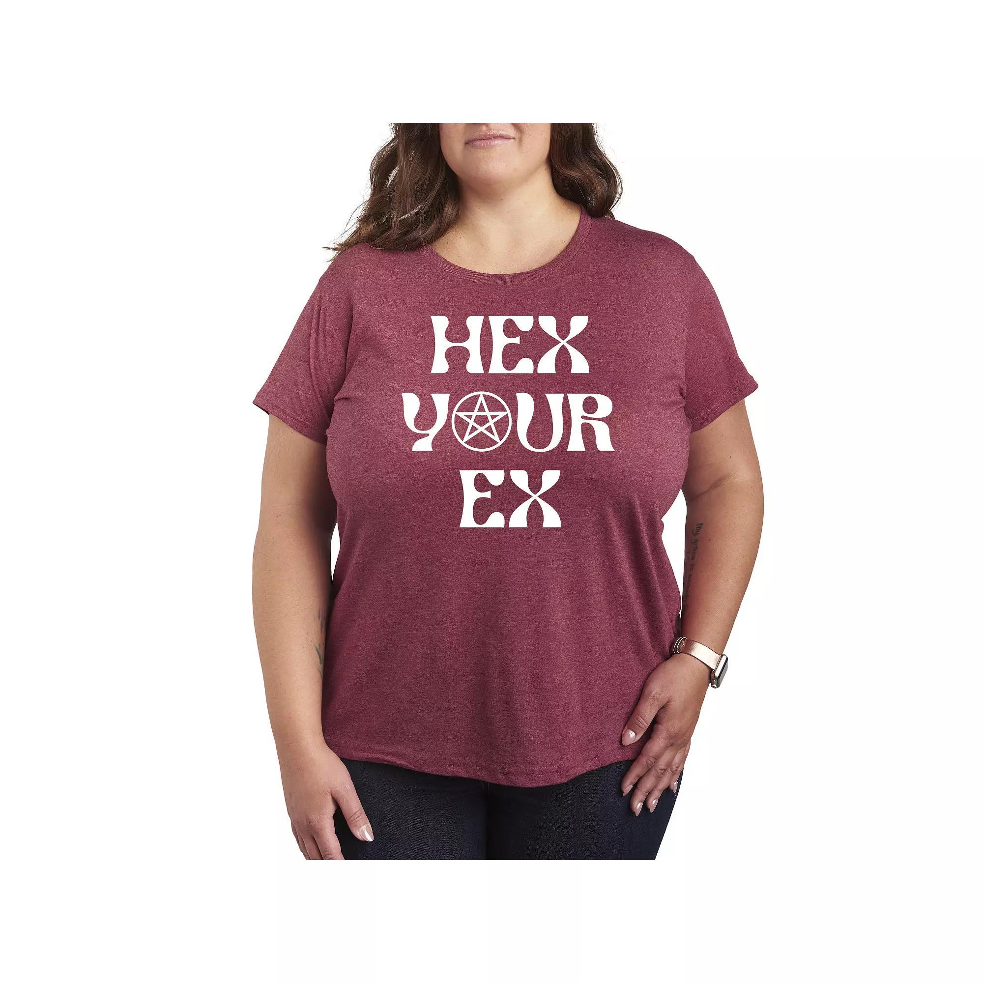 Plus Size Hex Your Ex Graphic Tee, Womens Grey Green Product Image
