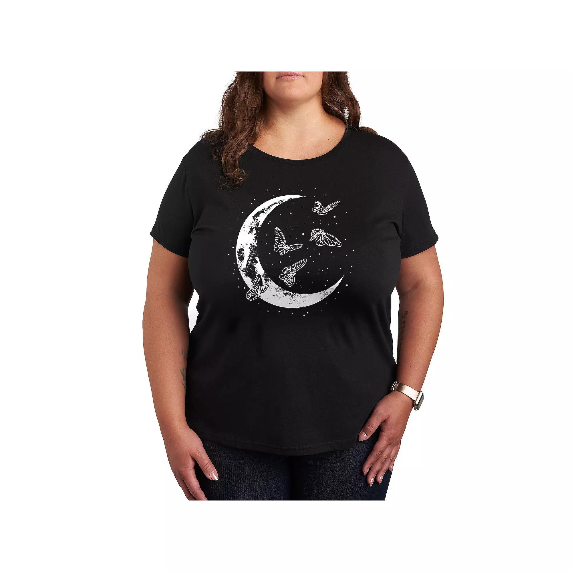 Womens Butterfly Moon Graphic Tee, Girls Product Image