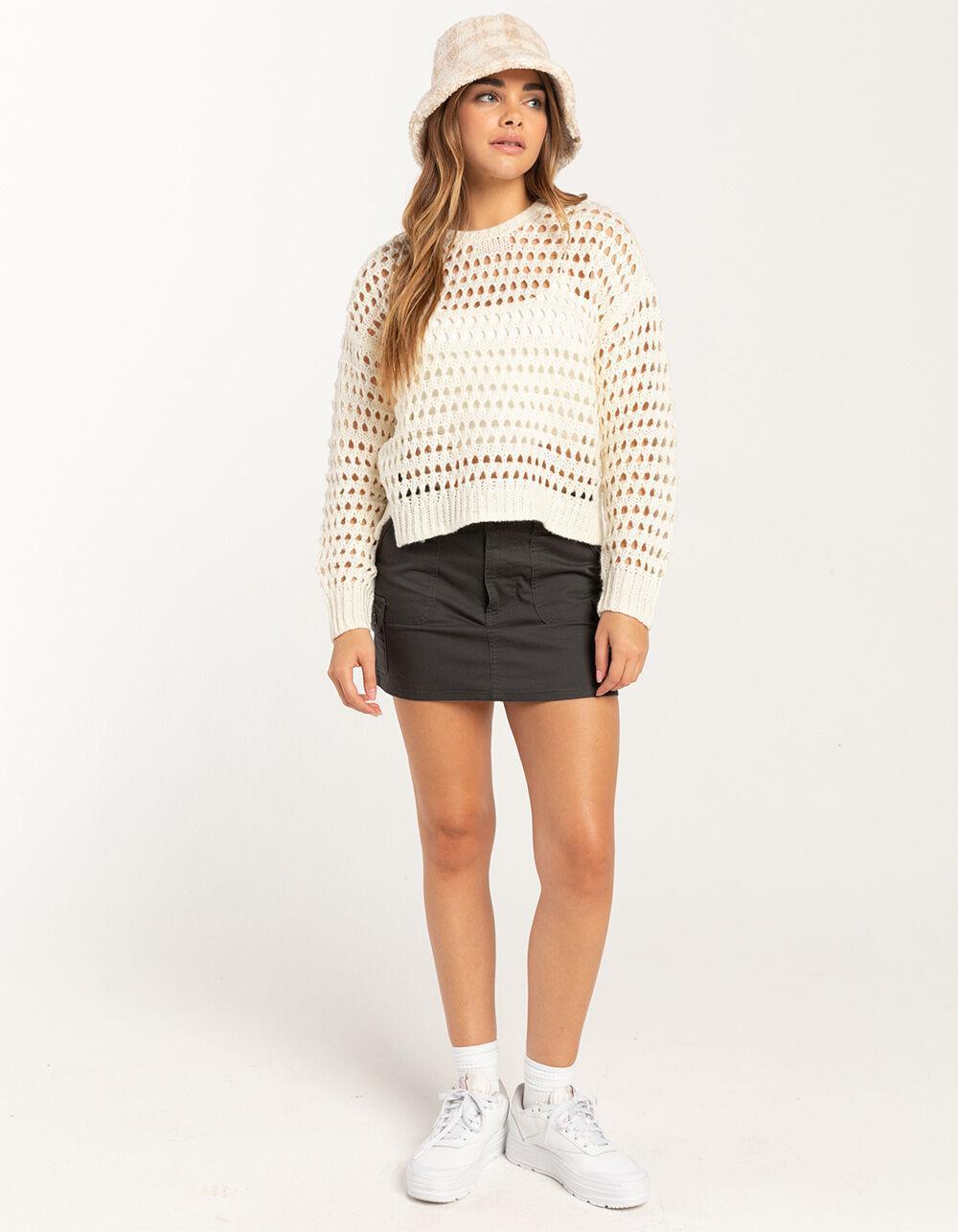 FULL TILT Essentials Open Knit Womens Pullover Sweater - BLACK Product Image