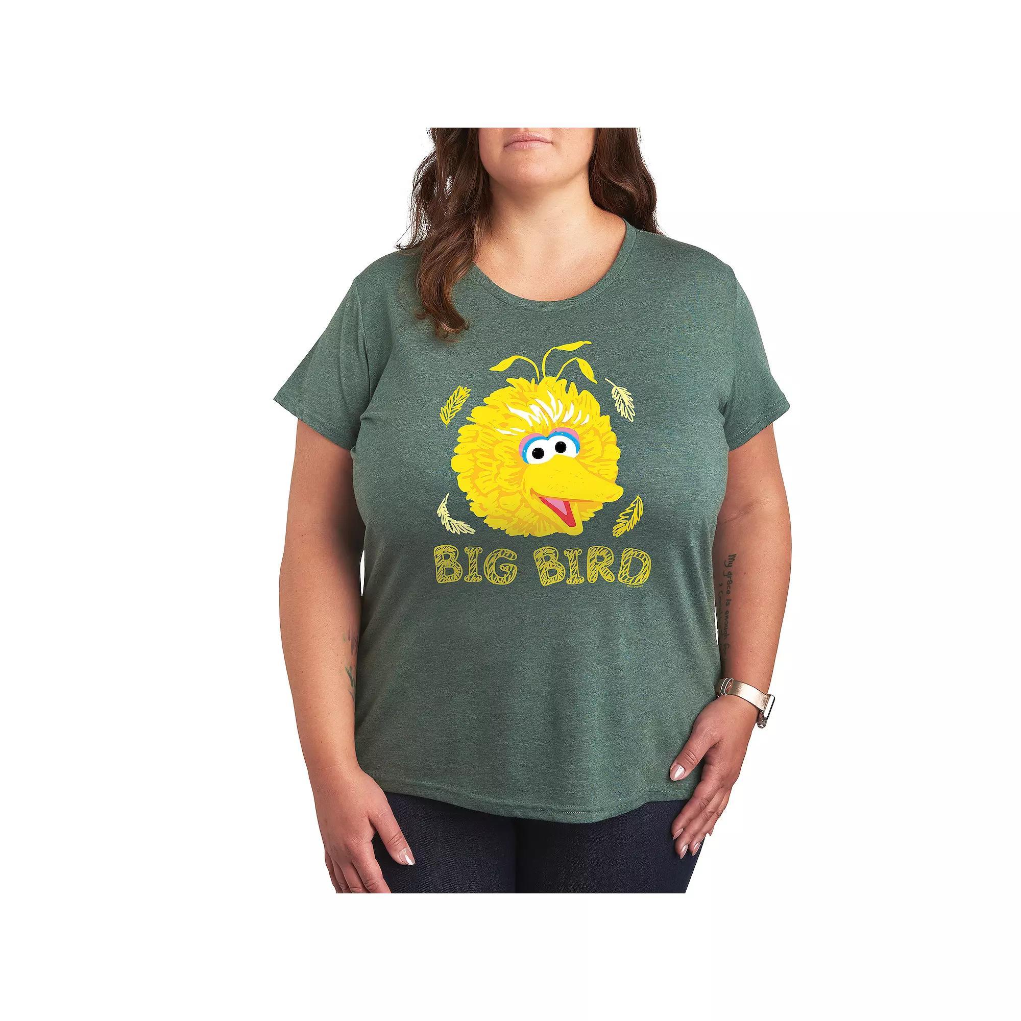 Plus Scandinavian Squirrels Graphic Tee, Womens Grey Green Product Image