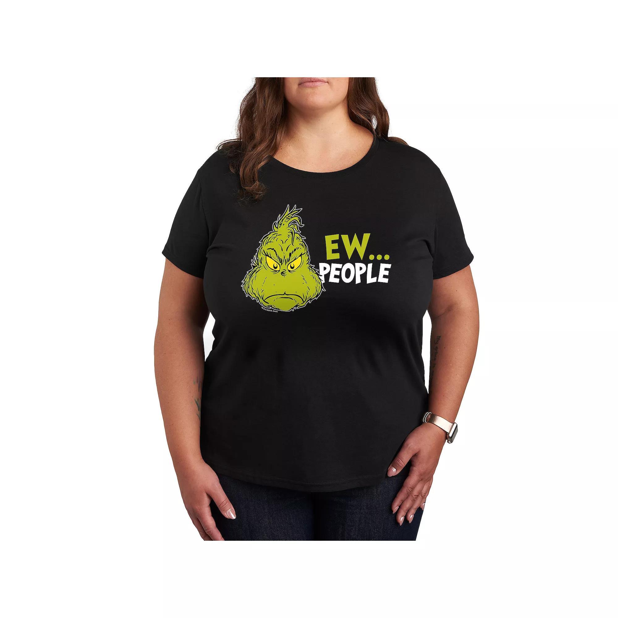 Plus Dr. Seuss The Grinch Ew People Graphic Tee, Women's, Size: 4XL, Black Product Image