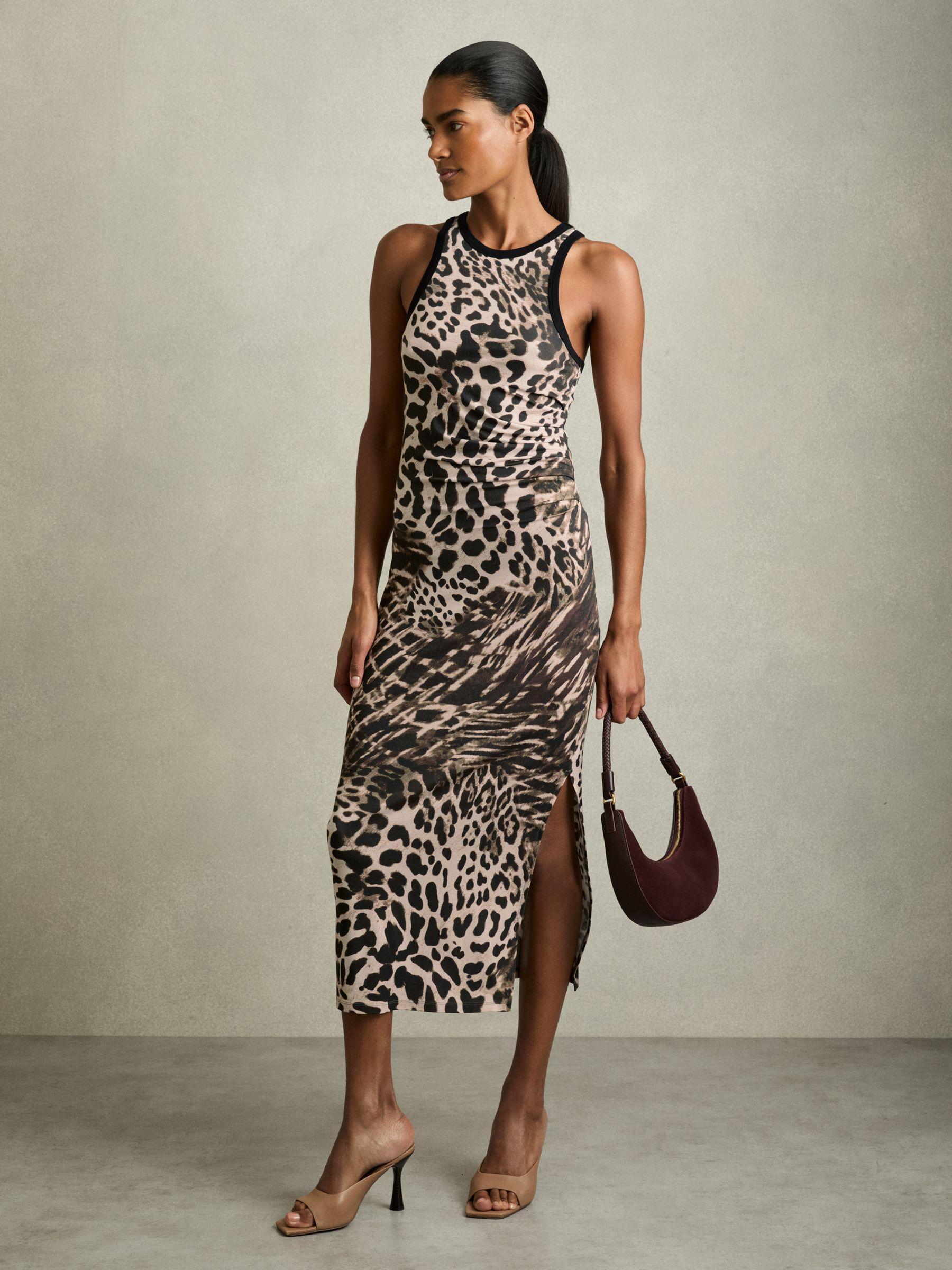 Leopard-Print Jersey Bodycon Dress in Neutral Product Image