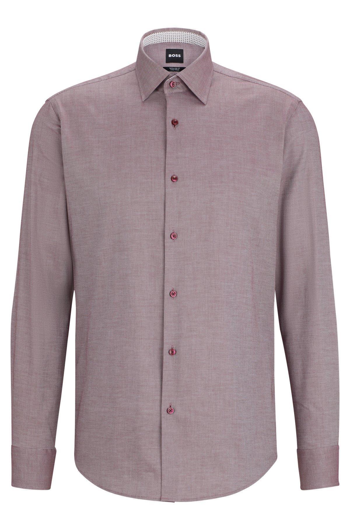 Regular-fit shirt in easy-iron Oxford stretch cotton Product Image