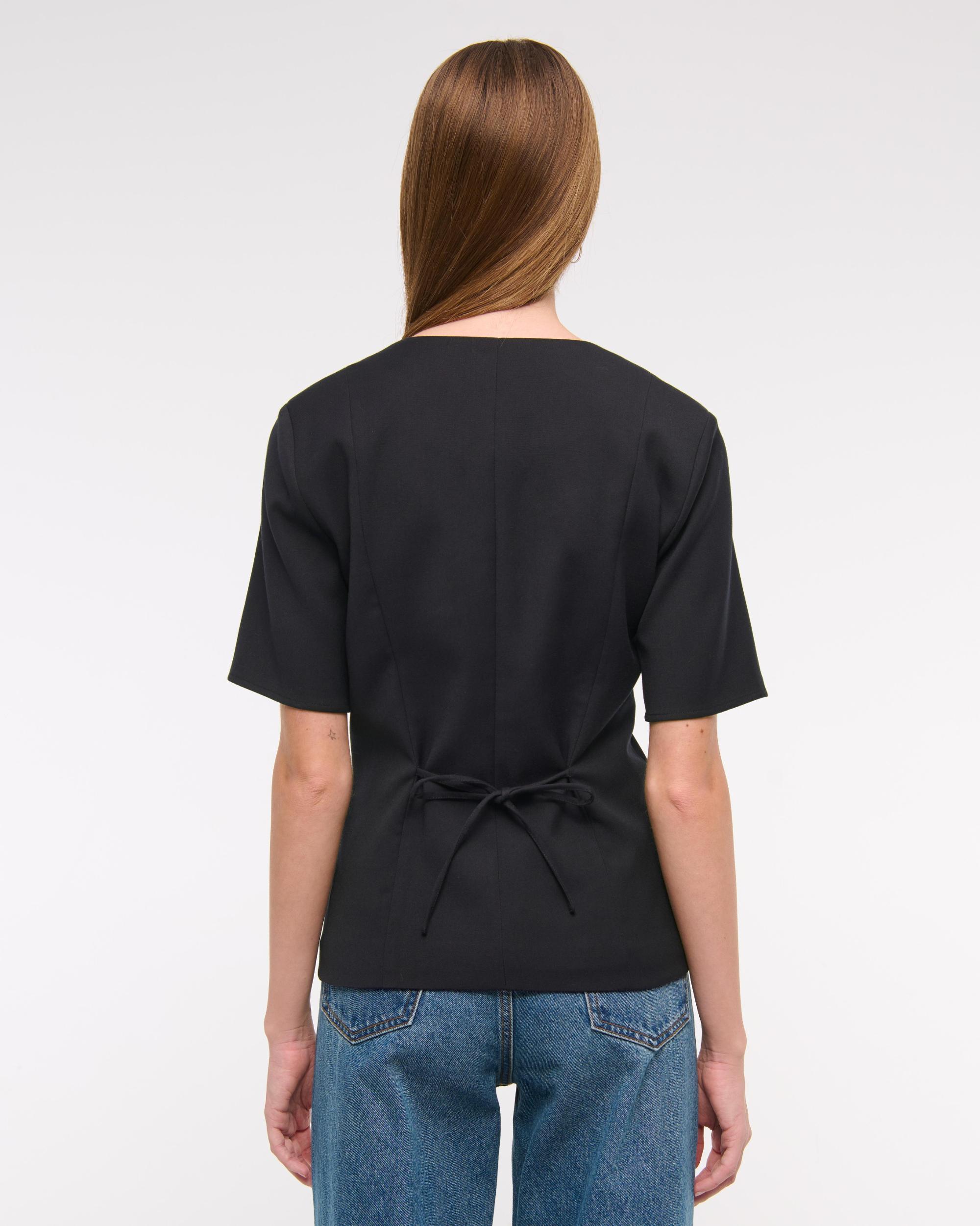 Short-Sleeve Tailored Vest Top Product Image