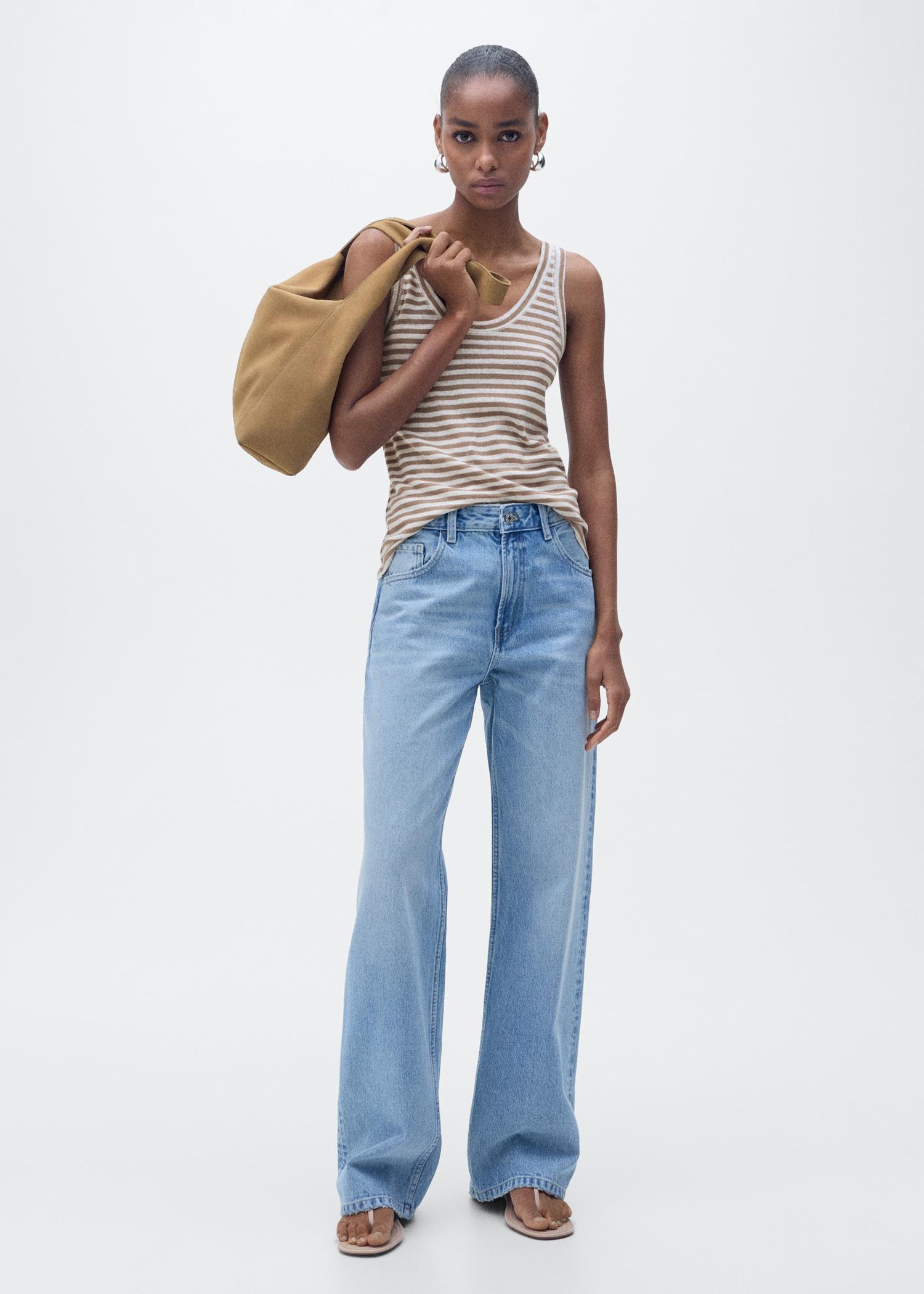 Strap linen top - Women | MANGO USA Product Image