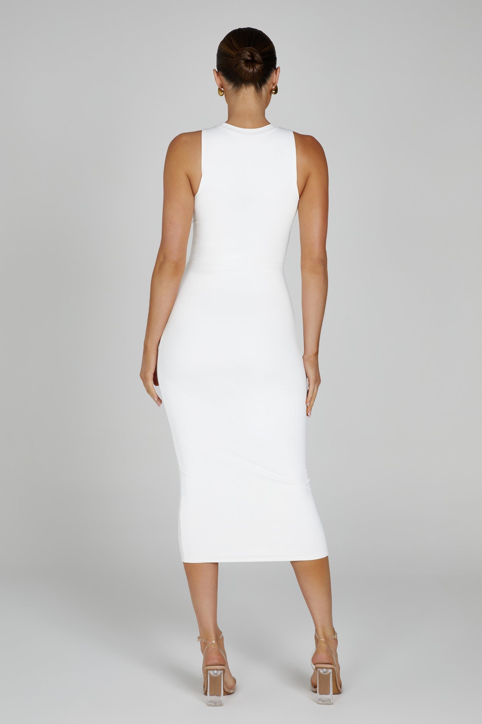 Jill Sleeveless Tank Midi Dress - White Product Image
