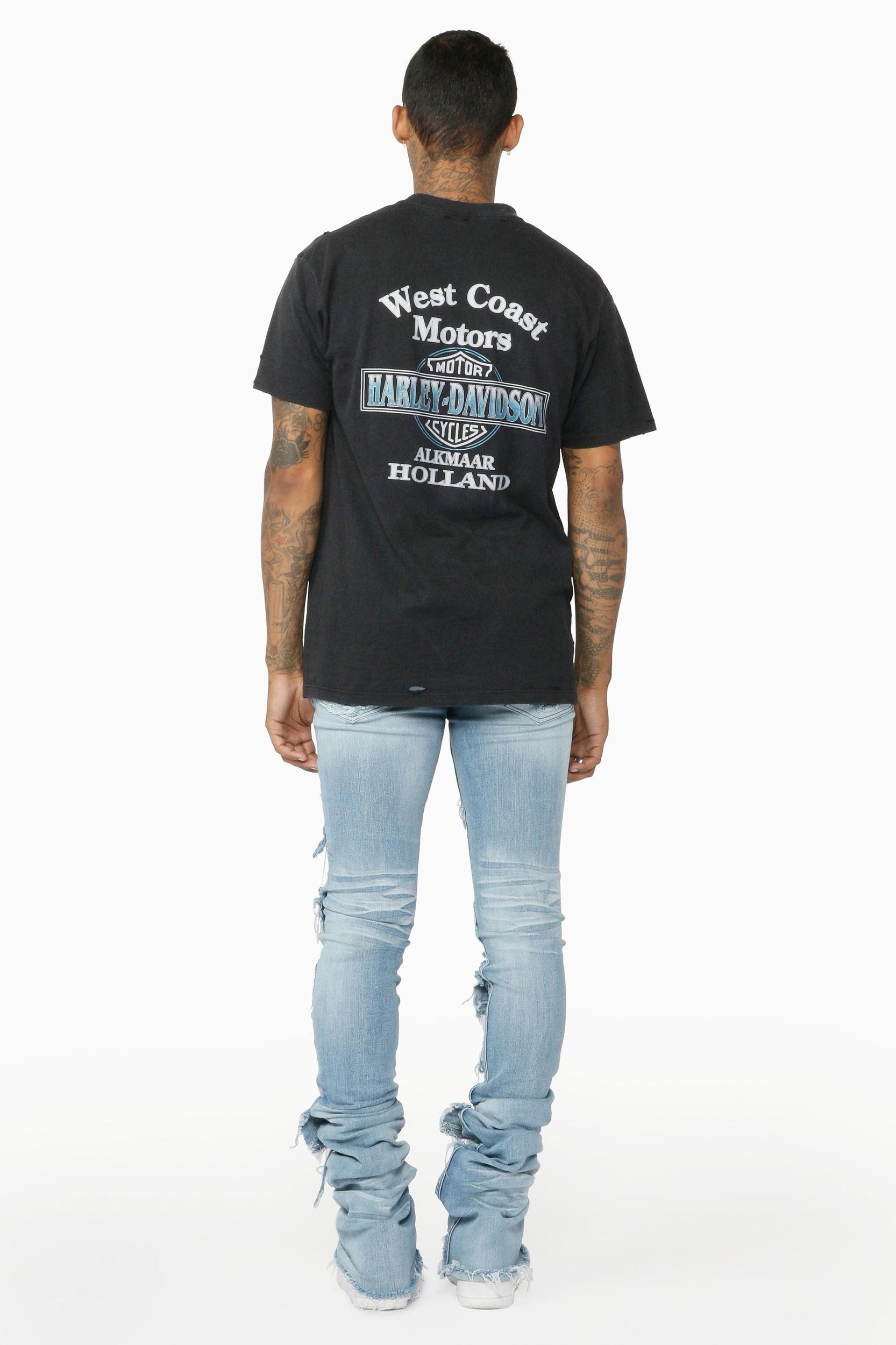 Pooja Blue Super Stacked Flare Jean Male Product Image