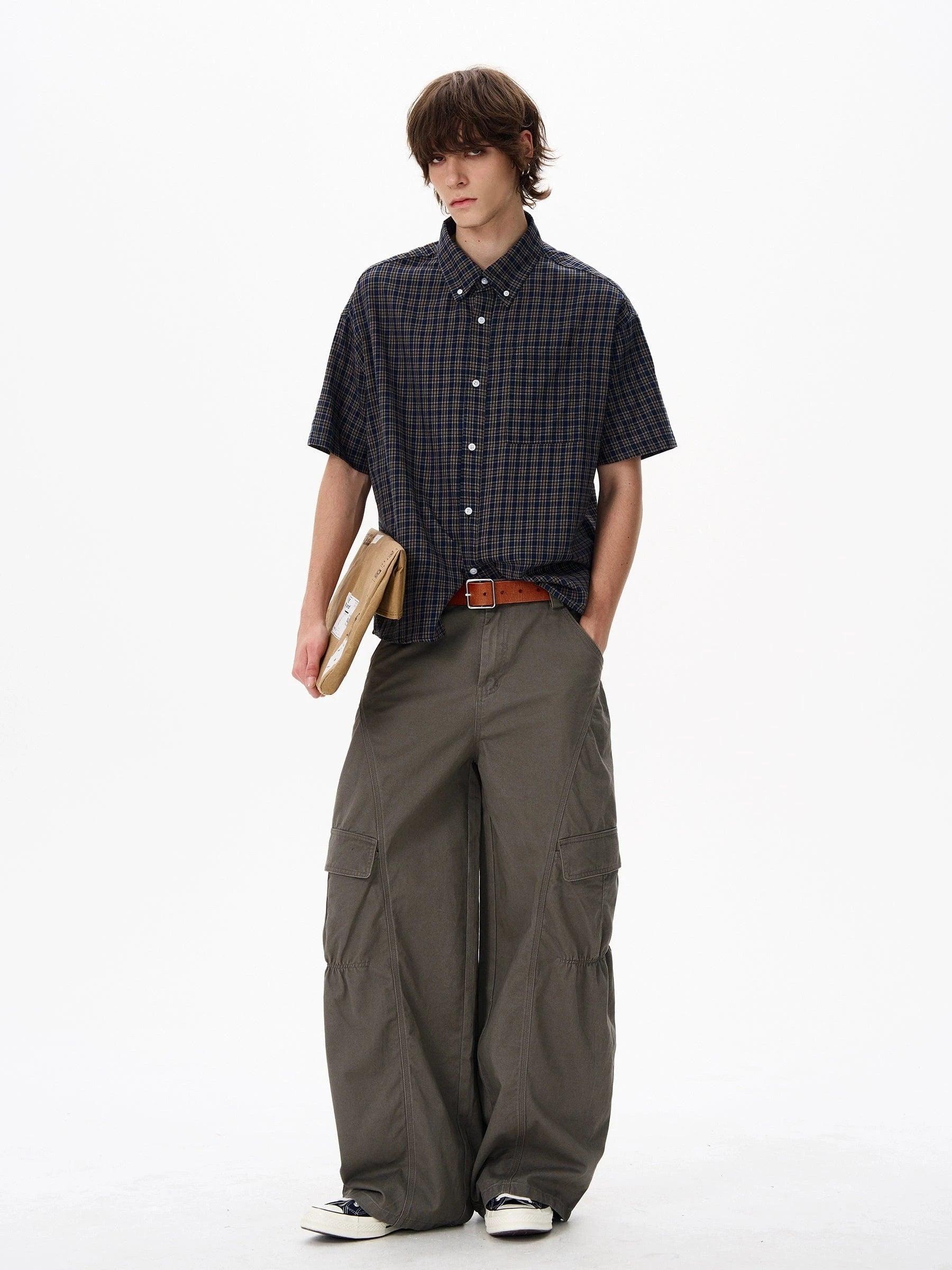 RT No. 18133 PLAID BUTTON-UP SHIRT Product Image
