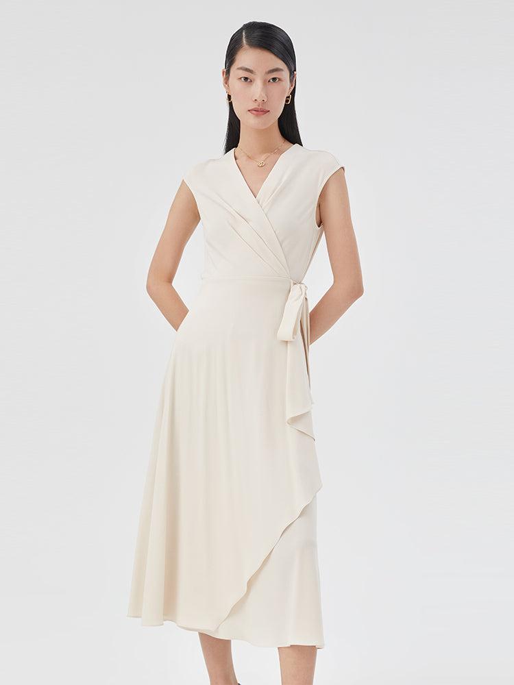 Triacetate Asymmetrical Gathered Waist Maxi Dress Product Image