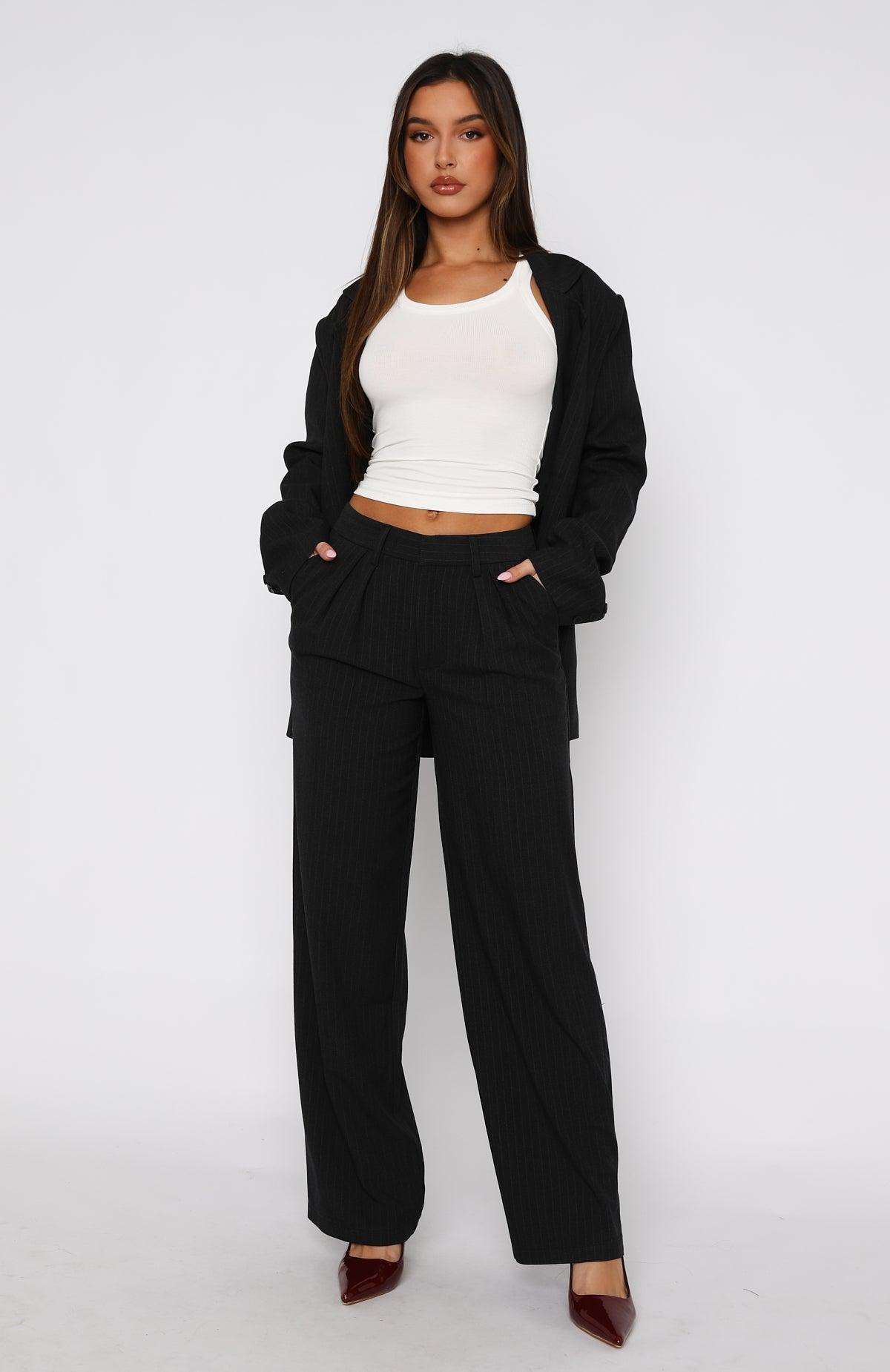 Business Casual Pants Charcoal Pinstripe Product Image