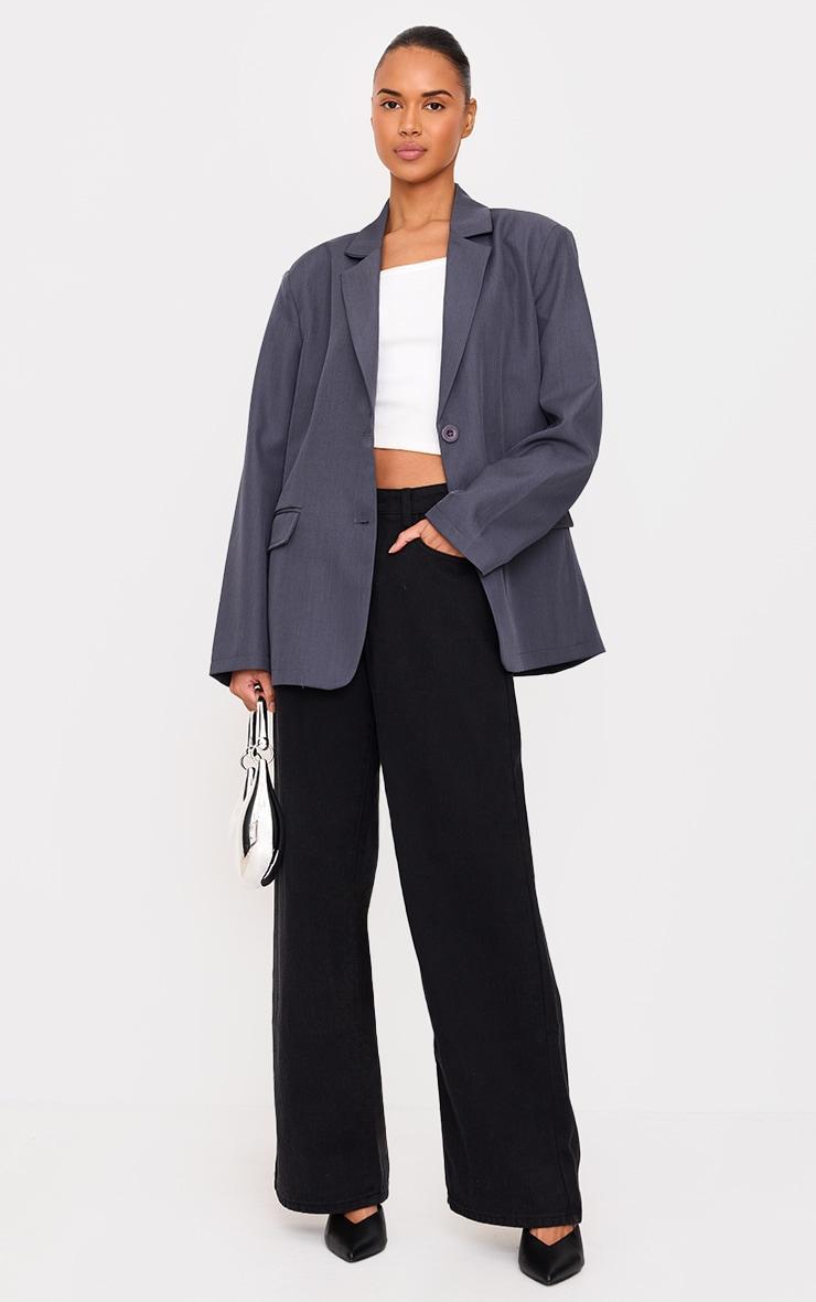 Charcoal Seam Detail Structured Oversized Blazer Product Image